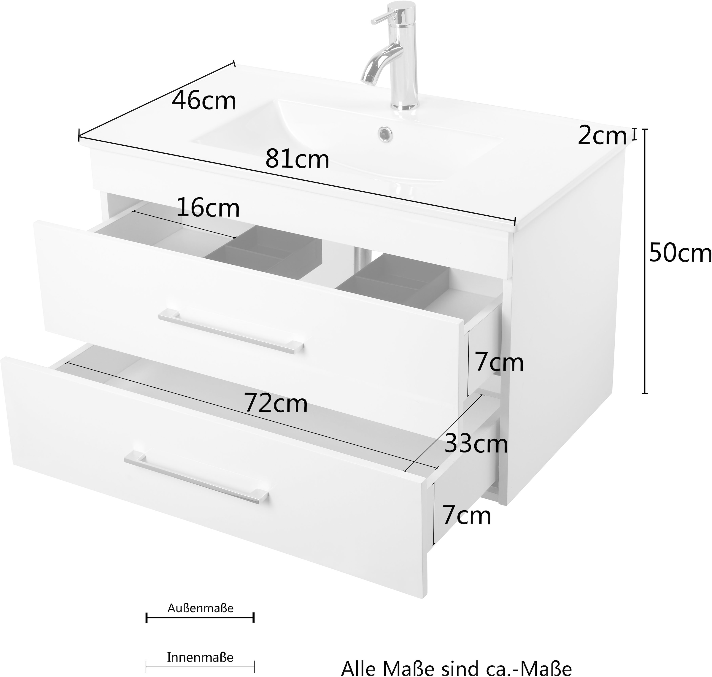 welltime Waschtisch »Florenz Badmöbel Badschrank mit Waschbecken«