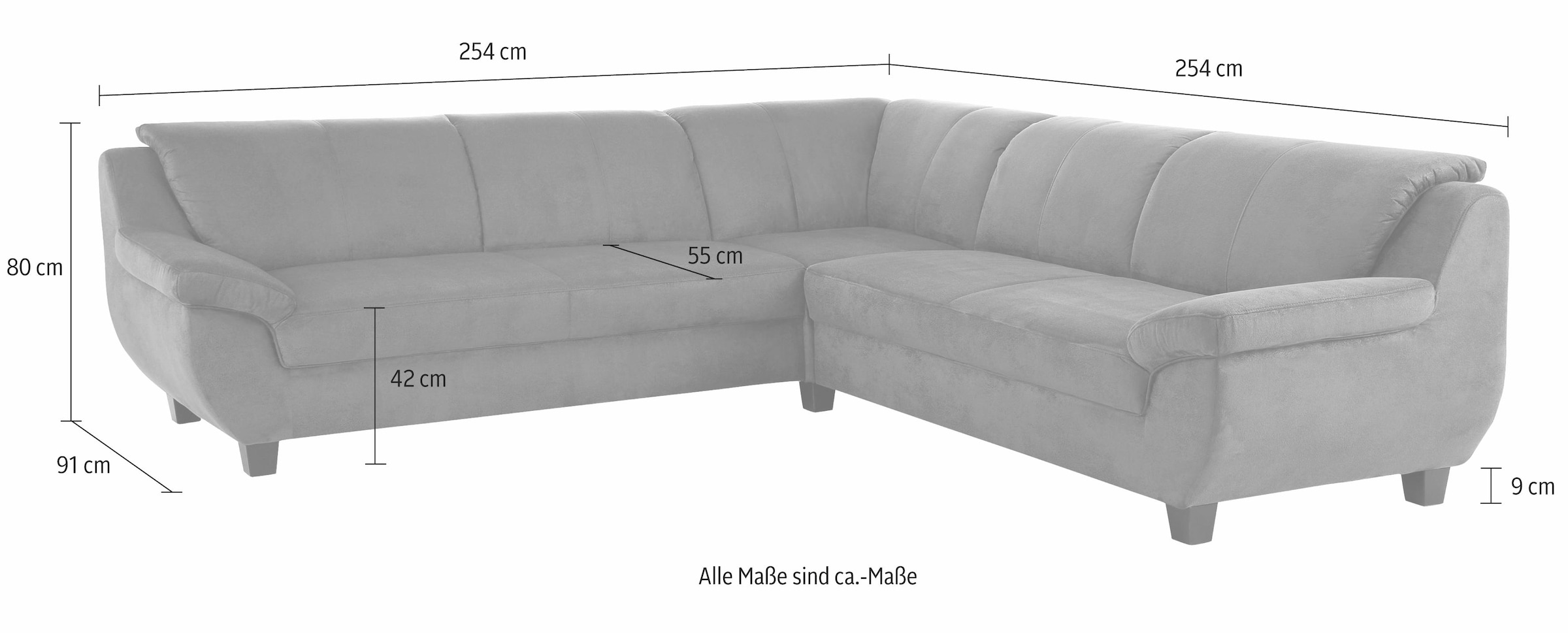 Home affaire Ecksofa »Yesterday Sitzbelastung 140 kg, L-Form«, gleichschenklig, wahlweise mit Bettfunktion