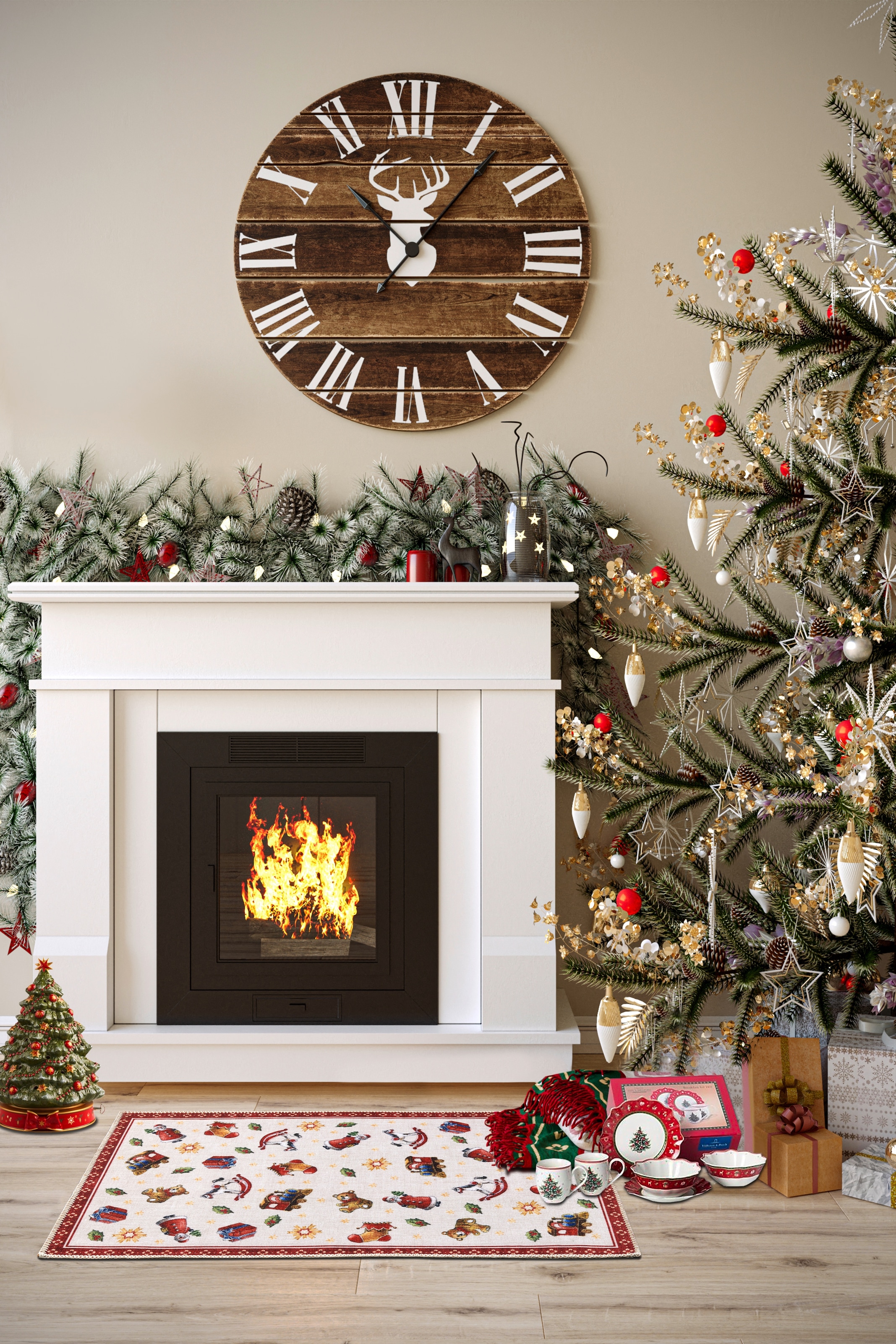 Villeroy & Boch Teppich »Nostalgic Toy's Delight, eckig, rund und Läufer« rechteckig 3 mm Höhe Weihnachten, Wohnzimmer, Flur, Geschenk, Toys Delight, Dekoration