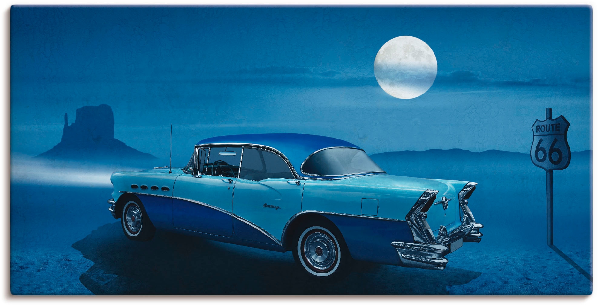 Artland Wandbild »Blaue Nacht auf der Route 66«, Auto, (1 St.), als Leinwan günstig online kaufen