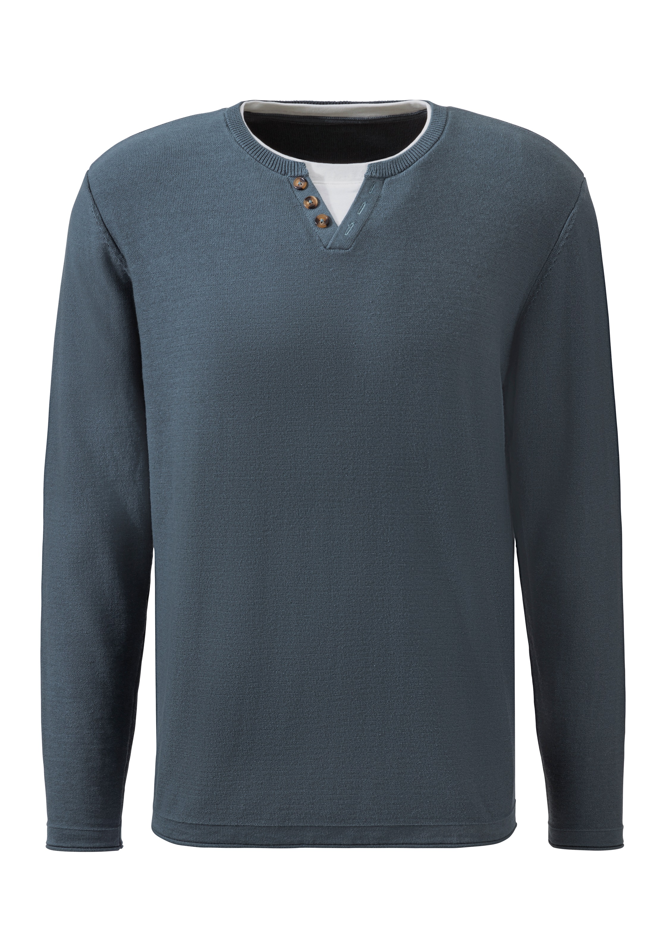H.I.S Strickpullover, Pullover mit hochwertiger Halslochverarbeitung in double-layer Optik