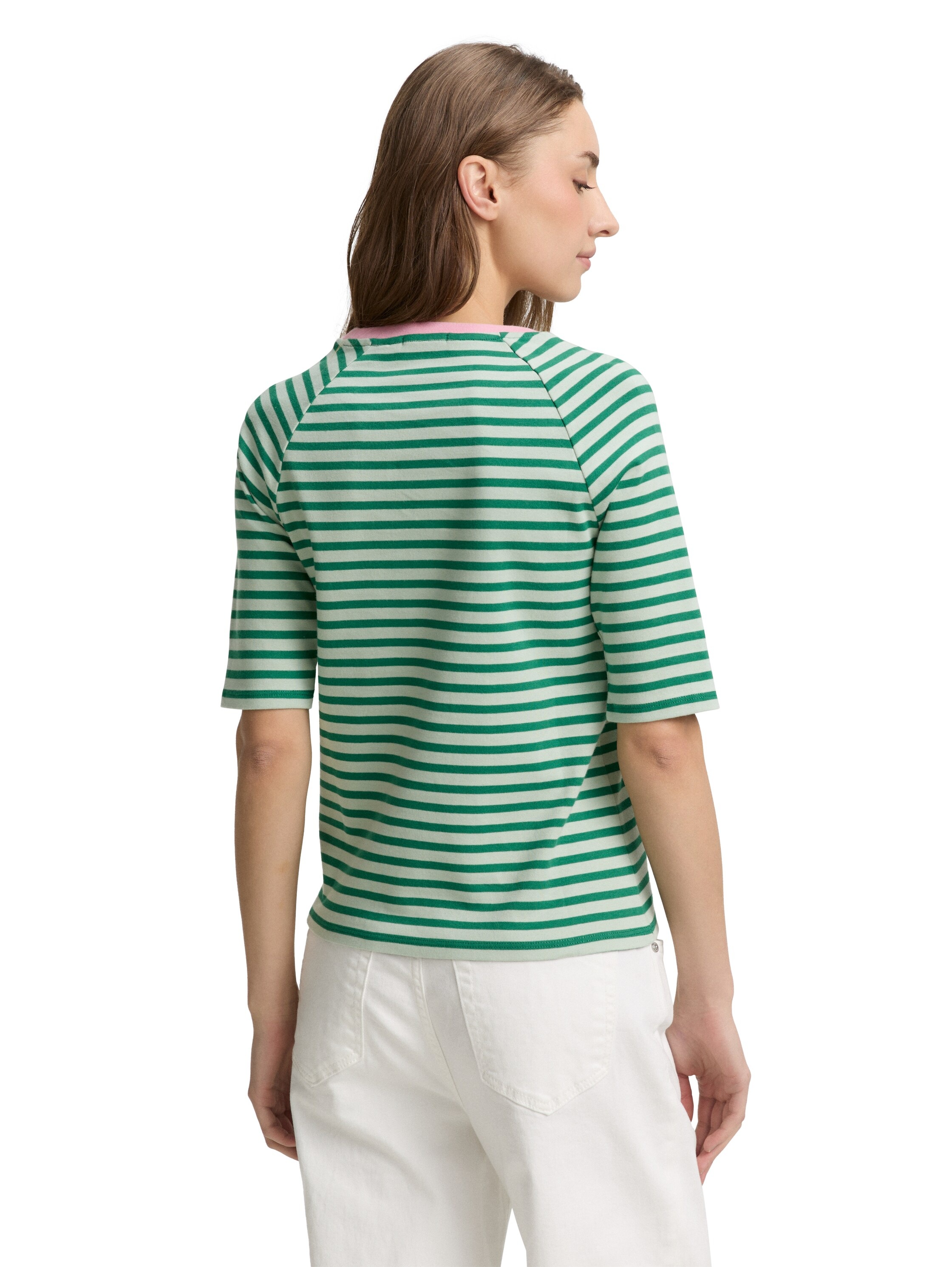 TOM TAILOR Denim Rundhalsshirt, mit Streifen-Muster