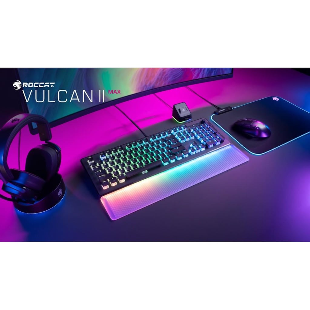 ROCCAT Gaming-Tastatur »Vulcan II Max, mechanisch, lineare Tasten«, (ausklappbare Füße-Funktionstasten-Handgelenkauflage-Lautstärkeregler-Multimedia-Tasten-USB-Anschluss)