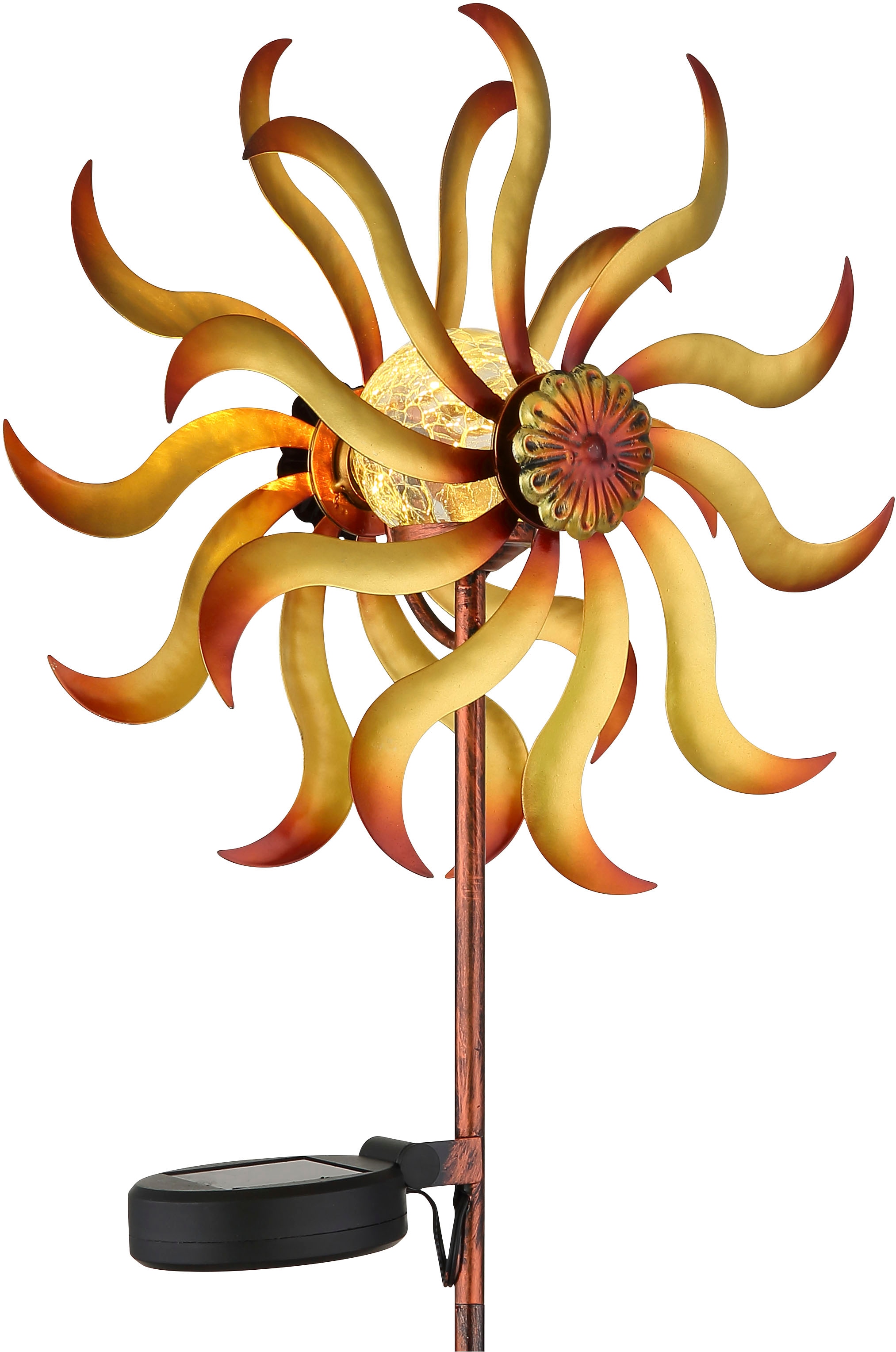 GLOBO LIGHTING LED Solarleuchte »SOLARLEUCHTE METALL GOLDFARBEN PATINIERT, 1XLED« LED-Modul 1 Stk. Warmweiß Solar Garten Terrasse Außenbeleuchtung Dekoleuchten