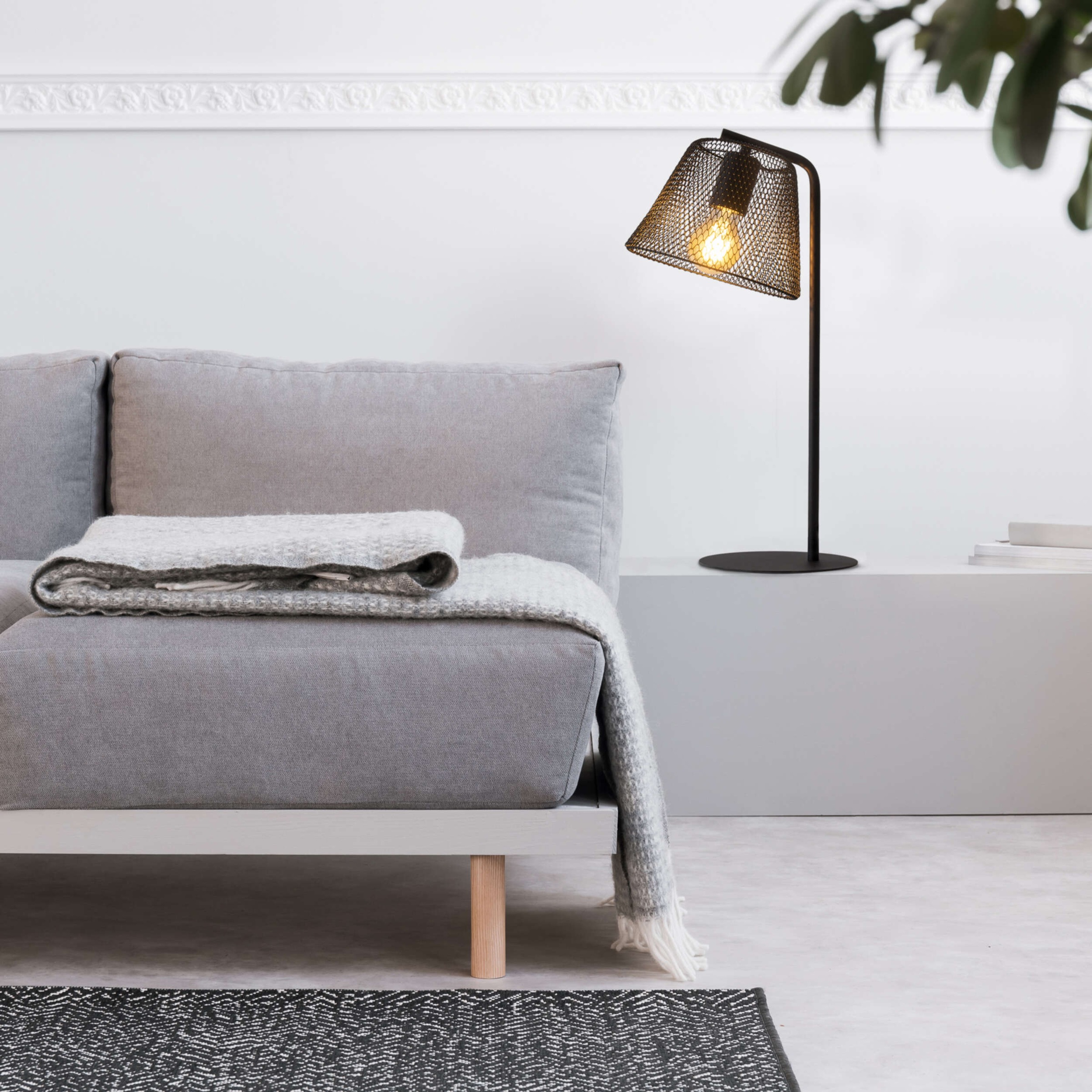 näve Tischleuchte »Korie« E27 1 Stk. Metallgeflechtschirm, exkl. 1x E27, H: 50cm, Zuleitung schwarz 180cm