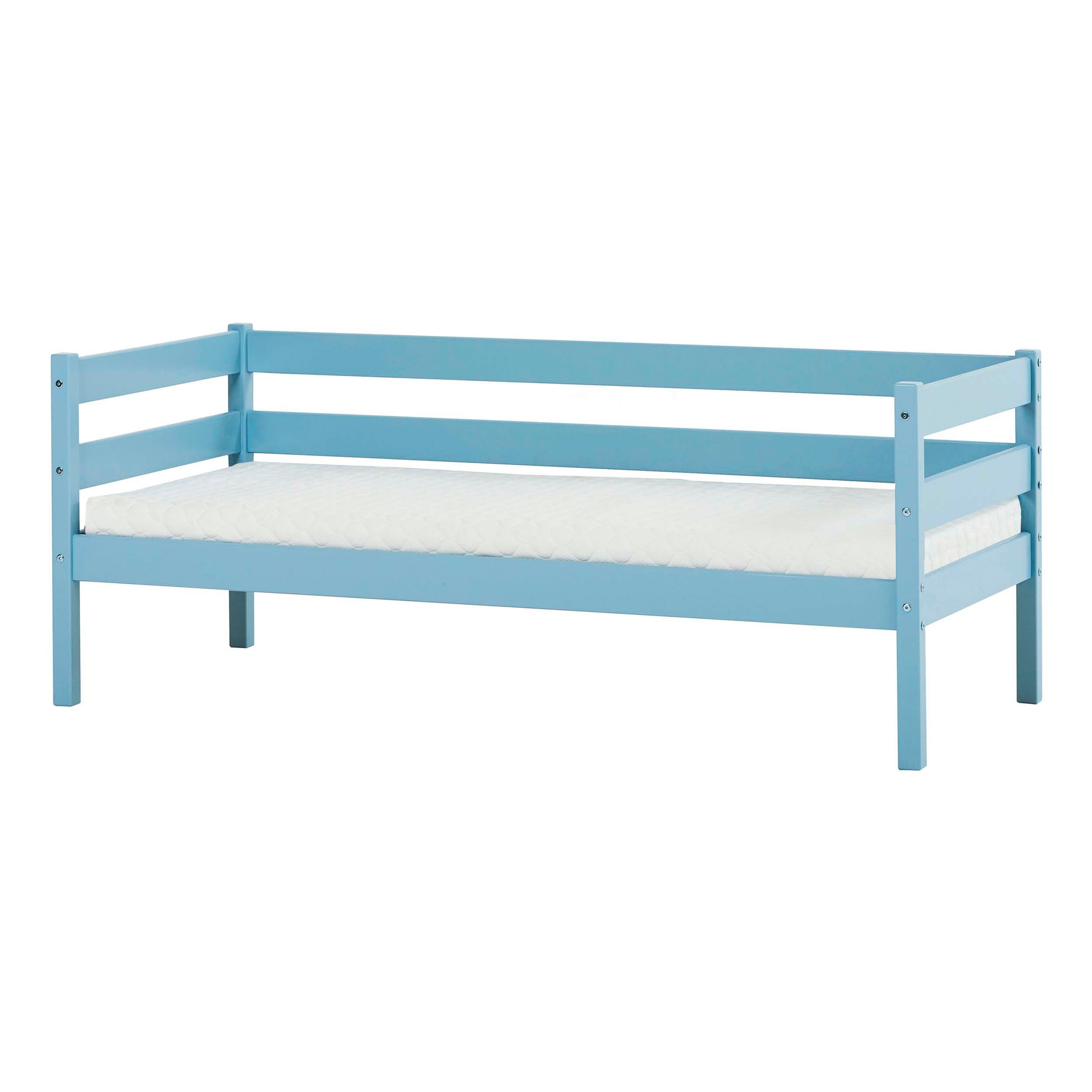 Einzelbett „ECO Comfort“, (Set), mit Rollrost in 8 Farben, wahlweise mit Matratze und Absturzsicherung, Dream Blue mit Kaltschaum-Matratze