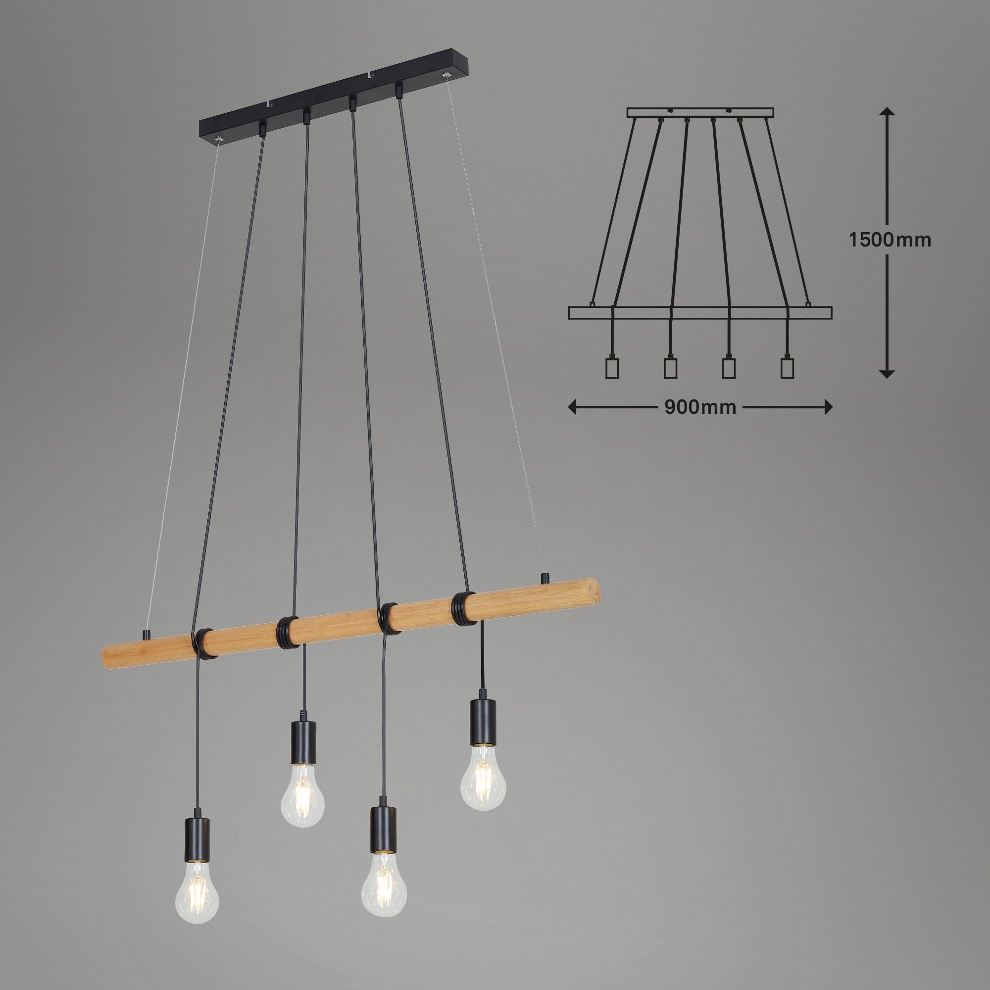 Briloner Leuchten Pendelleuchte, für Leuchtmittel 4 x E27, 
