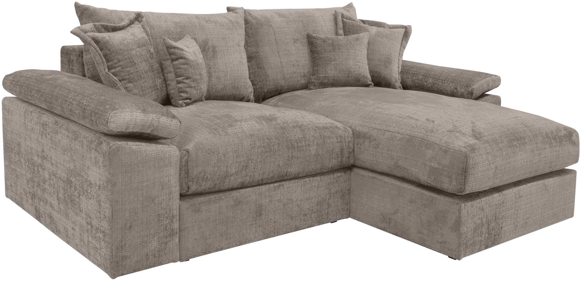 Home affaire Ecksofa »Soft&Cosy XL L-Form, B: 246 cm«, Mega-Sofa, Cord oder Chenille-Struktur, mit Federkern & 4 Zierkissen