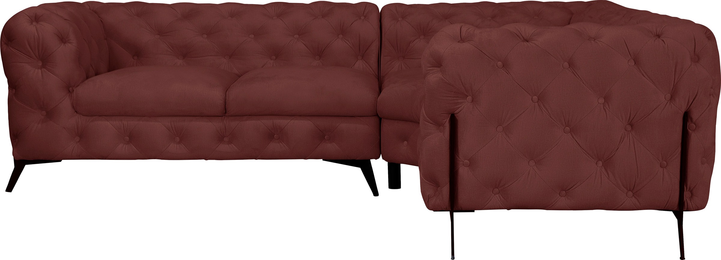 Leonique Chesterfield-Sofa »Amaury L-Form«, moderne Chersterfield-Optik, Breite 262 cm, Fußfarbe wählbar