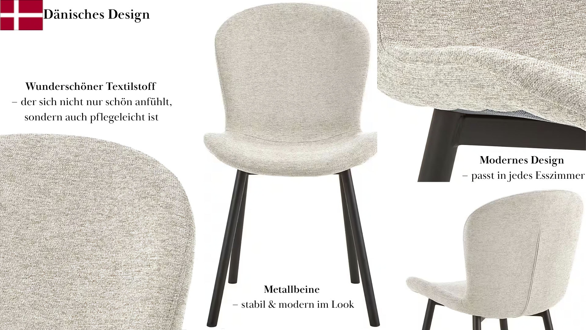 ACTONA GROUP Esszimmer-Set »Esspruppe, Speisetisch mit Wohnzimmerstühlen«, (Komplett-Set, 5 St., 1x Tisch + 4x Stuhle), Rechteckig Esstisch + 4x Stühle, Wildeiche Melamin, beige, 120x80x75cm