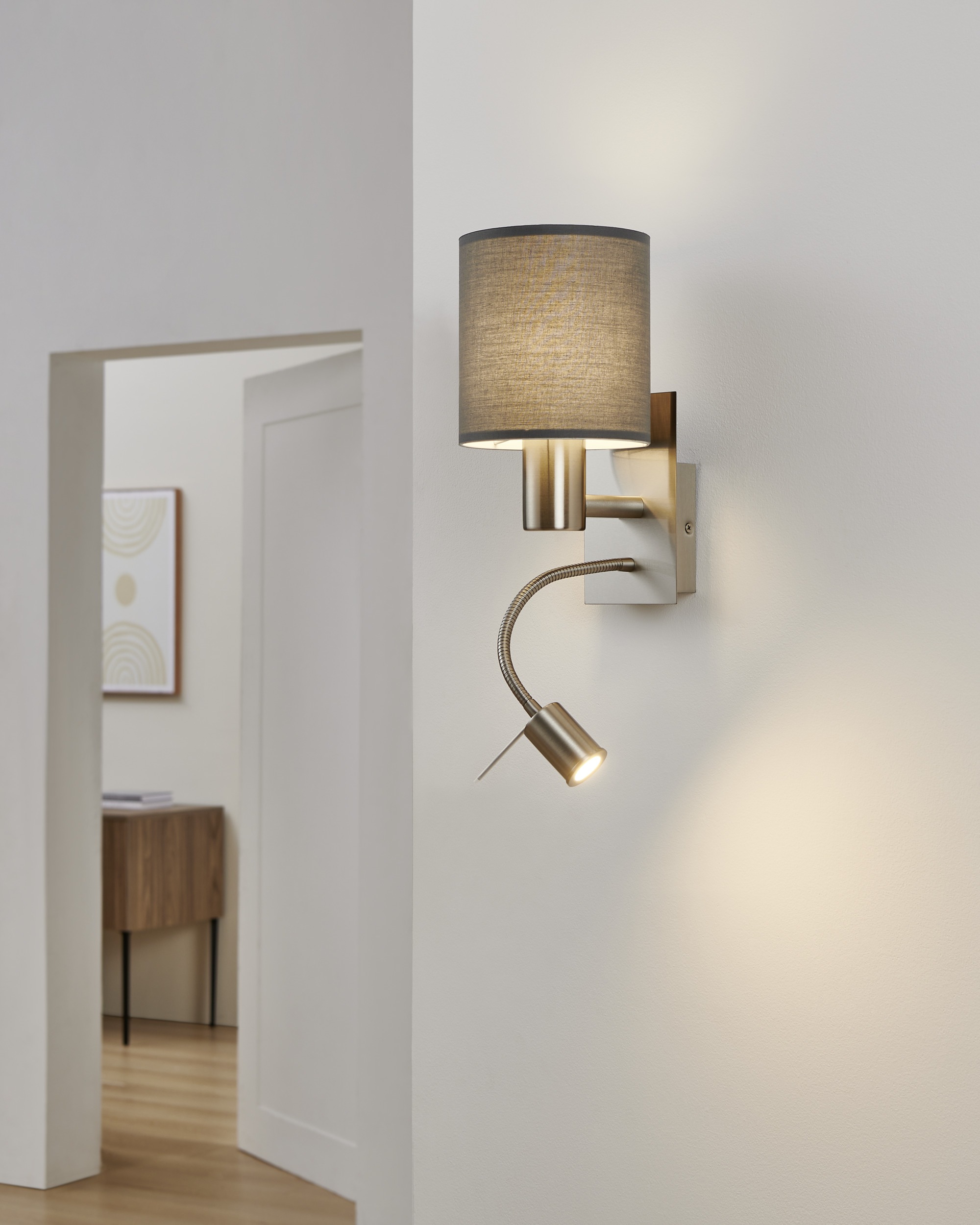 EGLO Wandleuchte »PASTERI Wandlampe - Stahl - E27;LED - 1X40W;1X3,8W - IP20« E27 1 Stk. Warmweiß Wandstrahler, Wandspot, Wohnzimmer, Schlafzimmer, L15 x H38 x AL19,5cm