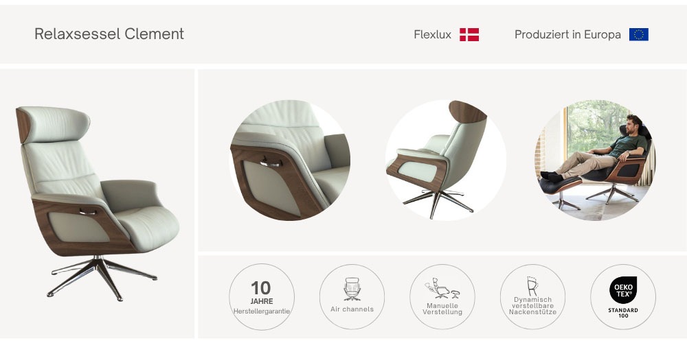 FLEXLUX Relaxsessel »Rücken u. Kopfverstellung, ergonomisch, Airchannels, k günstig online kaufen