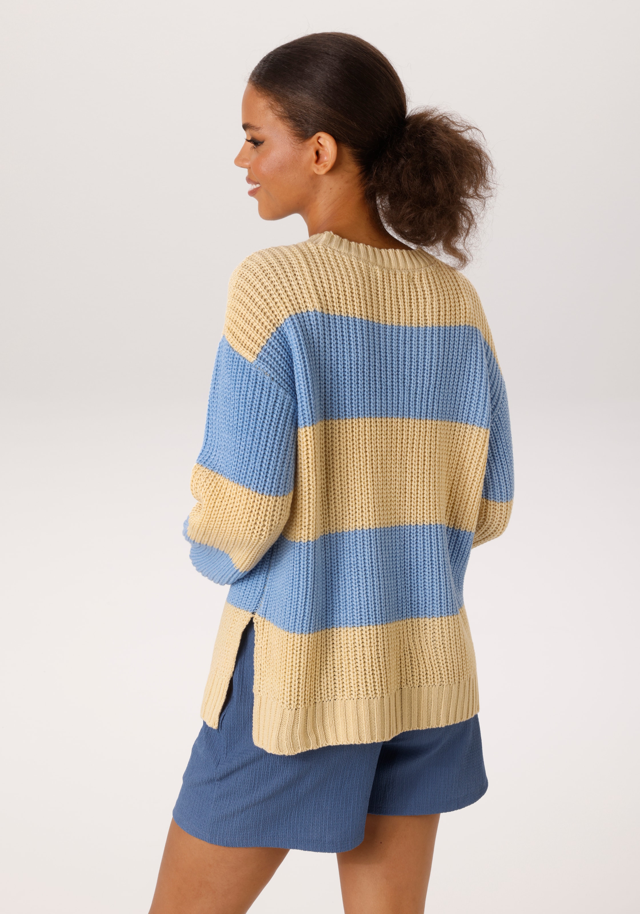 Aniston CASUAL Strickpullover im Colorblocking mit breiten Streifen - NEUE KOLLEKTION