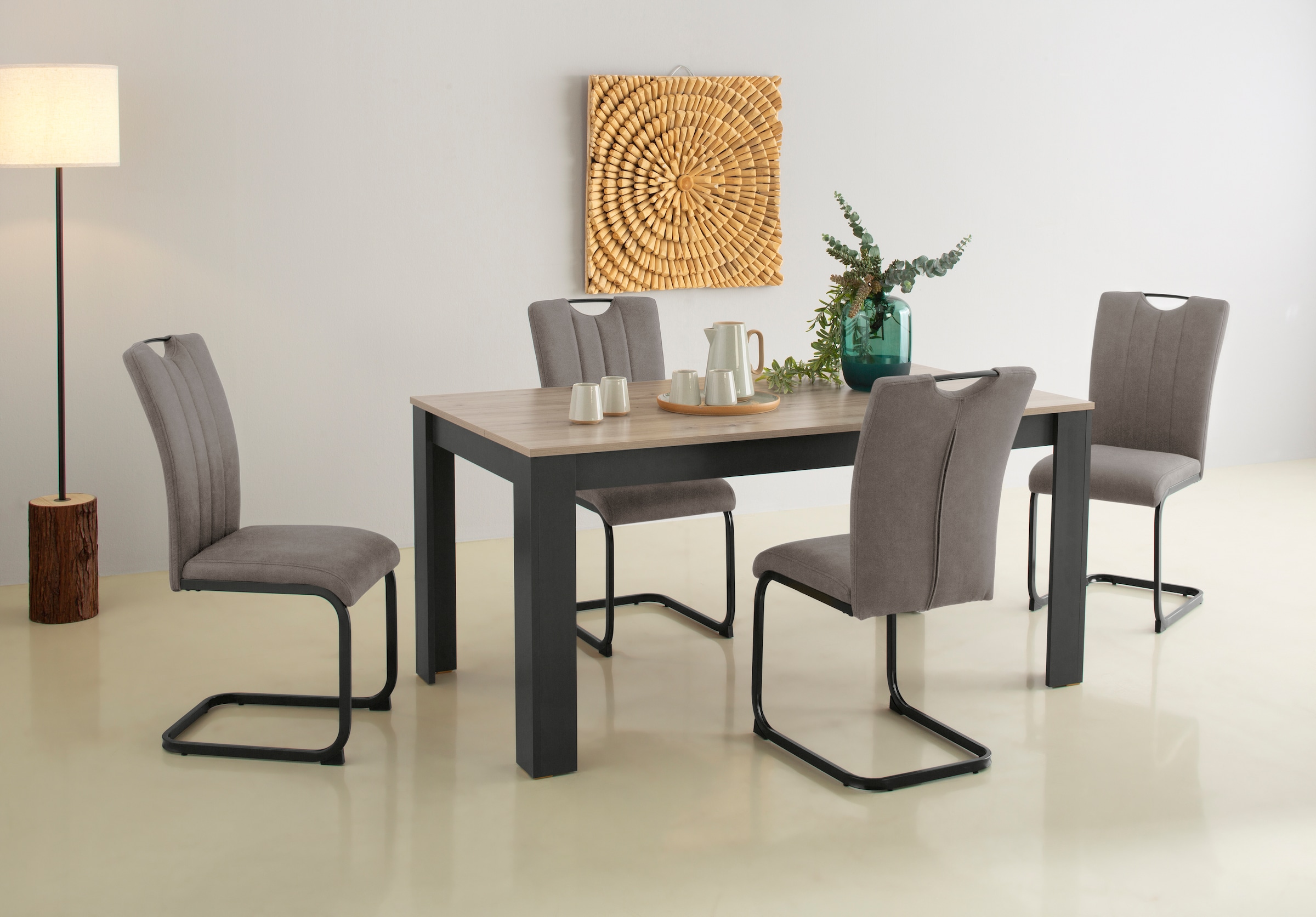 Home affaire Essgruppe "Napoli", (Set, 5 tlg., 4 Freischwinger + 1 Esstisch günstig online kaufen