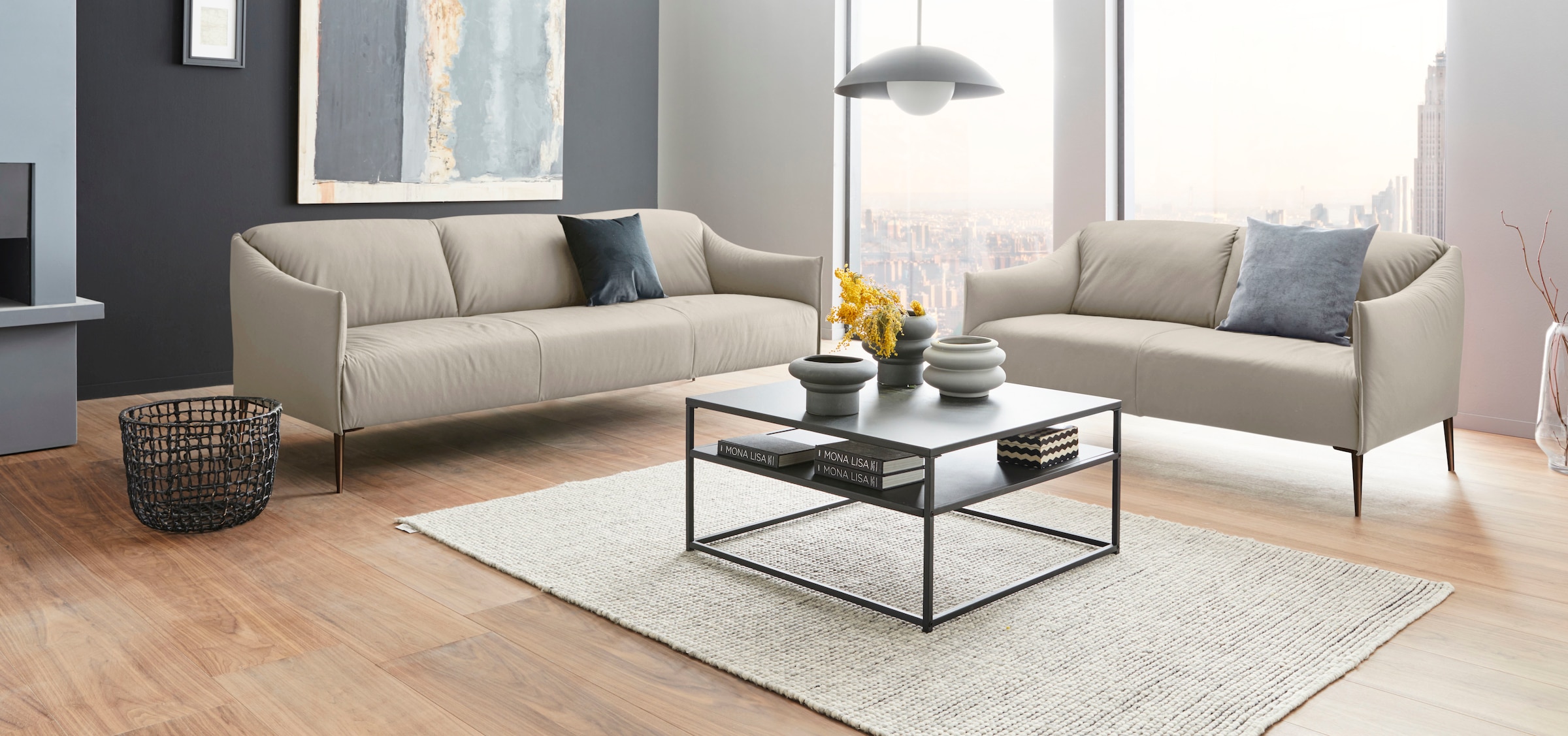 W.SCHILLIG 3-Sitzer »sally« mit Metallfüßen in Bronze pulverbeschichtet, Breite 224 cm