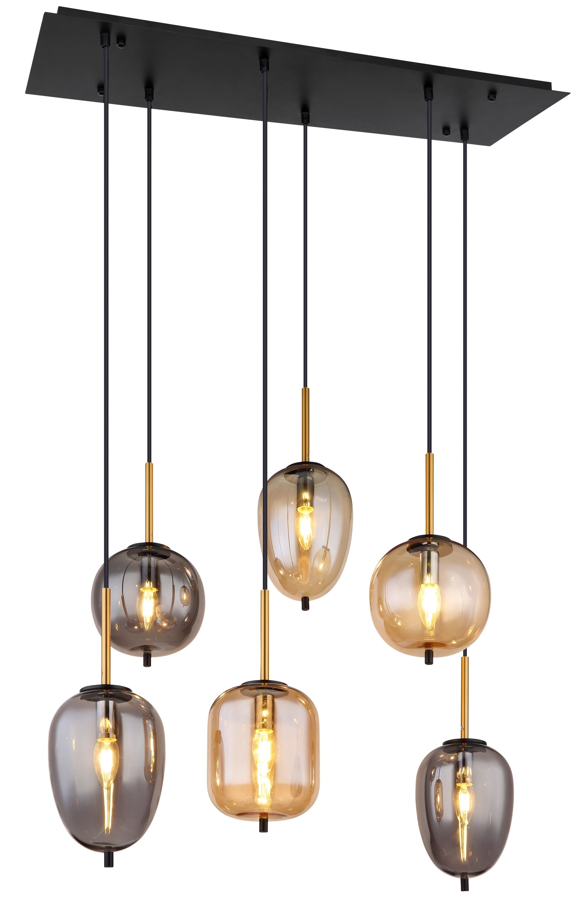 GLOBO LIGHTING Hängeleuchte »BLACKY«, Leuchtmittel E14 | ohne Leuchtmittel, 4 unterschiedliche Glasformen und 2 Farben