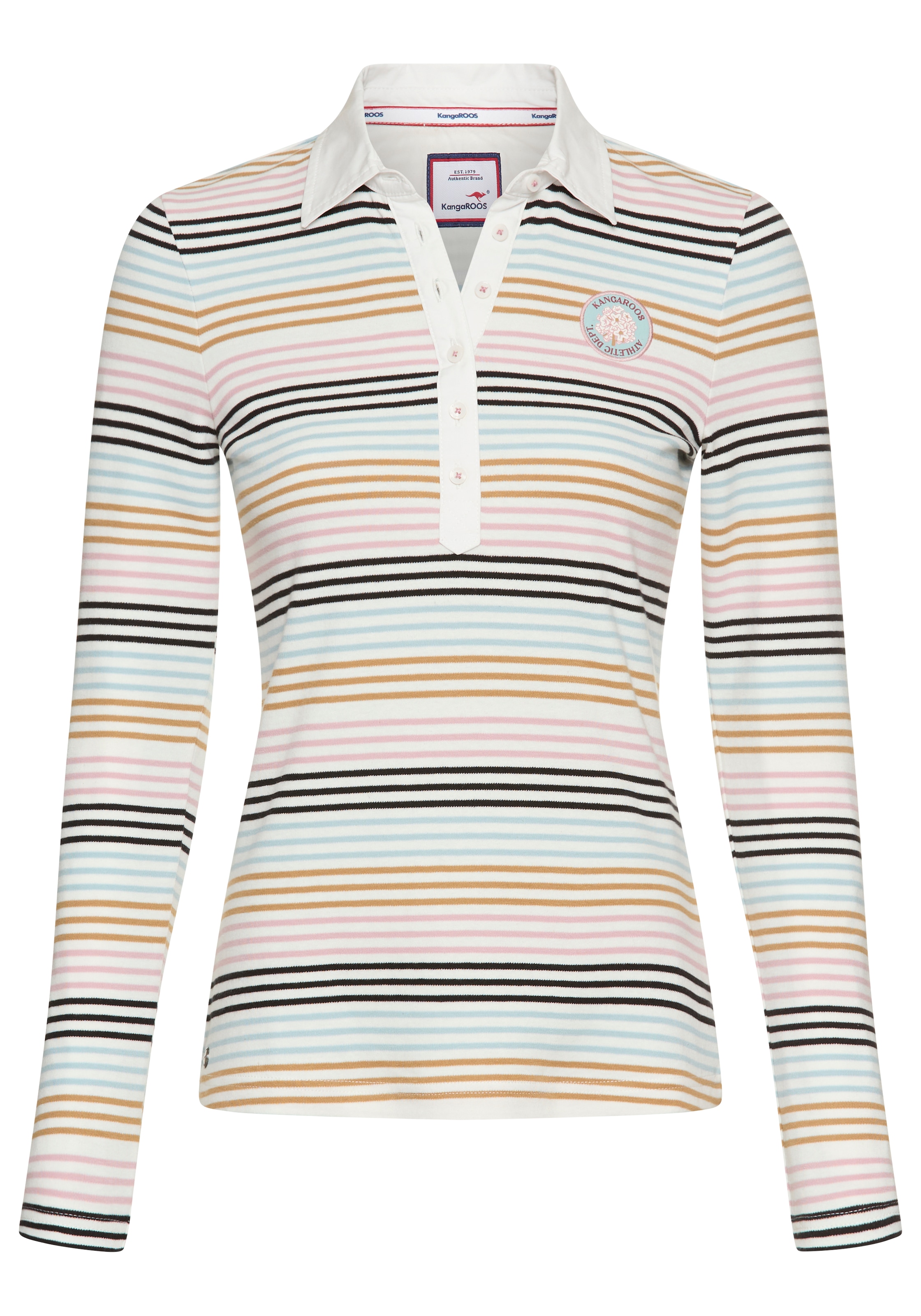 KangaROOS Poloshirt, in Pastelltönen mit langer Knopfleiste