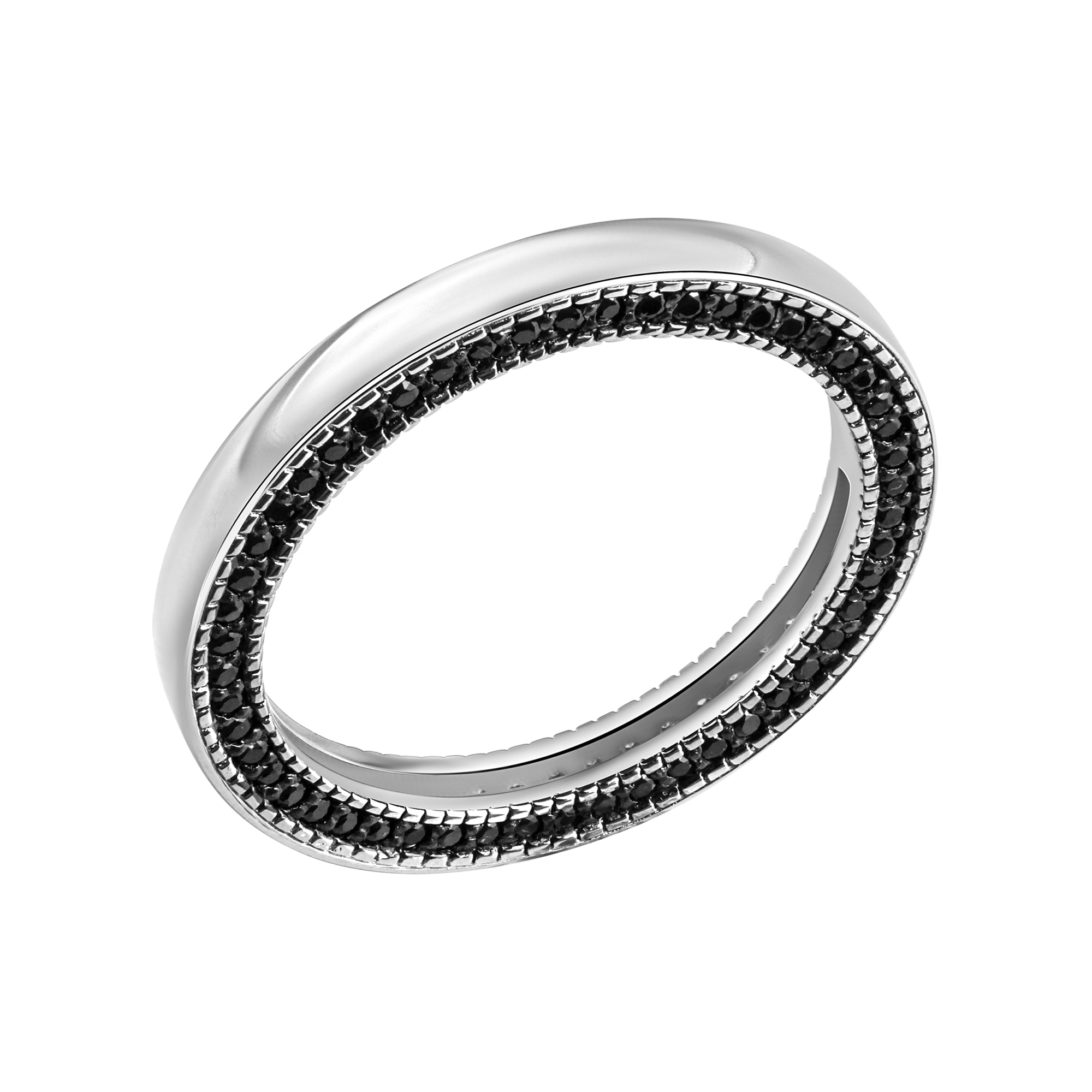 Fingerring „925 Silber mit schwarzen Zirkoniasteinen“ Silbergrau + schwarz 060 (19,1)
