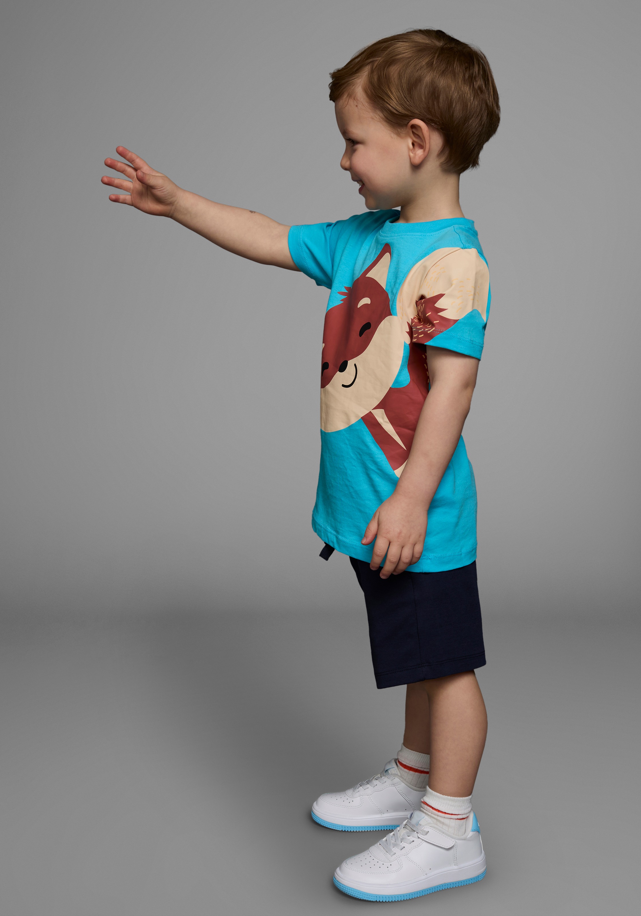 KIDSWORLD Shirt & Shorts »2tlg. Set T-Shirt + Sweatbermudas«, FUCHS - Print