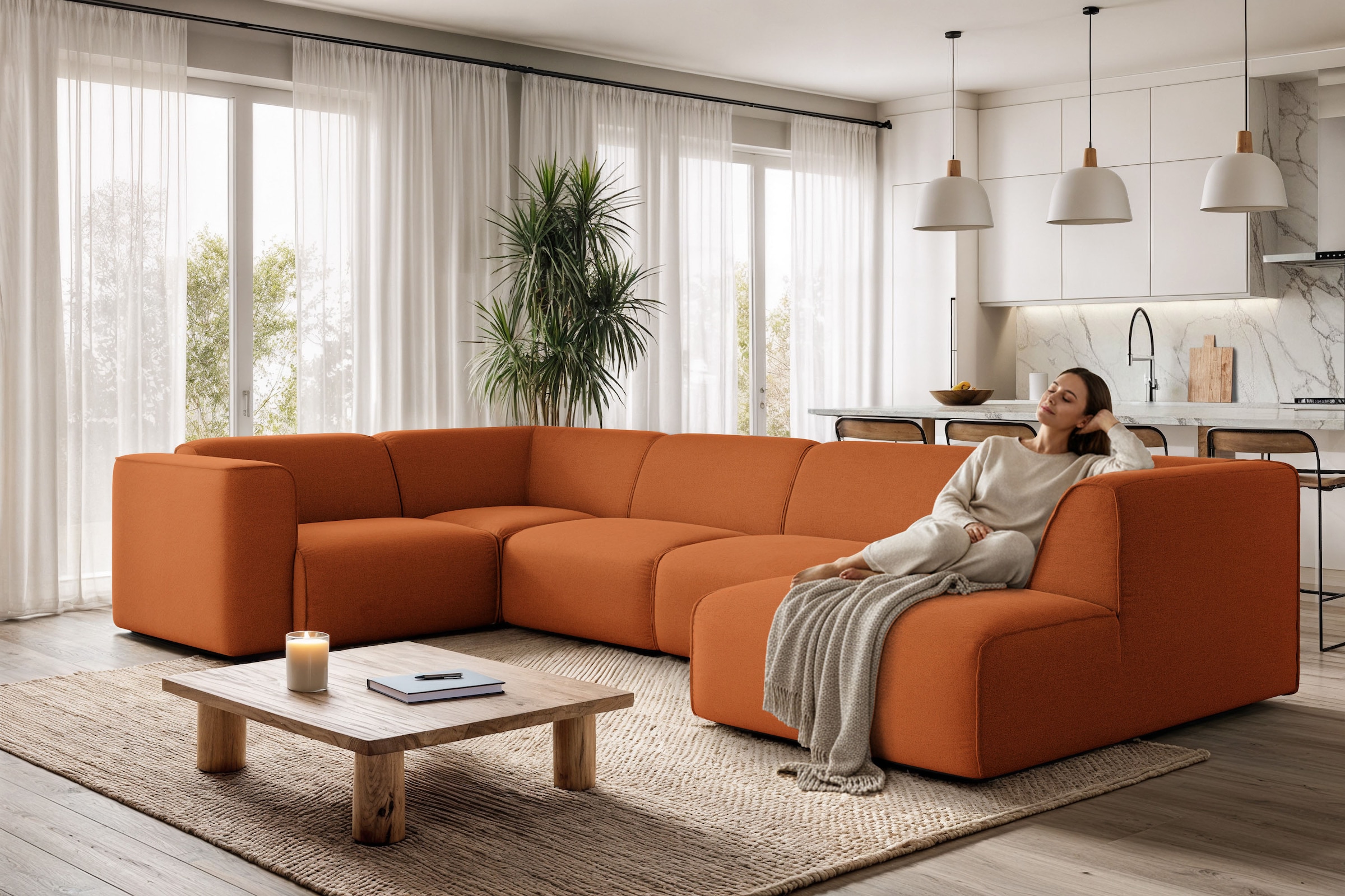 OTTO home Wohnlandschaft »Merid U-Form, B: 367 cm« jederzeit durch Module e günstig online kaufen