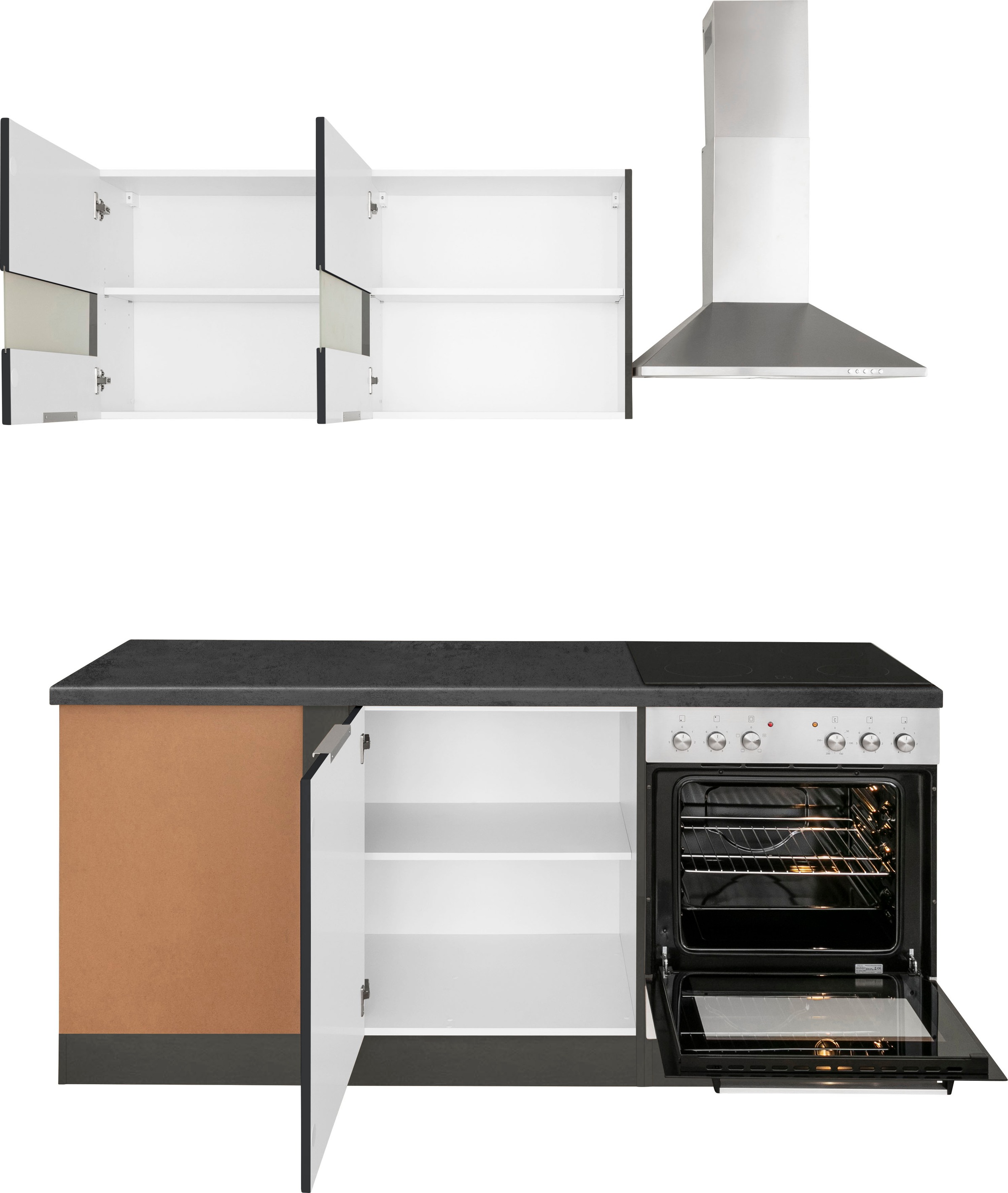 KOCHSTATION Winkelküche »KS-Luhe«, Stellbreite 240x180 cm, wahlweise mit oder ohne E-Geräten, MDF-Fronten