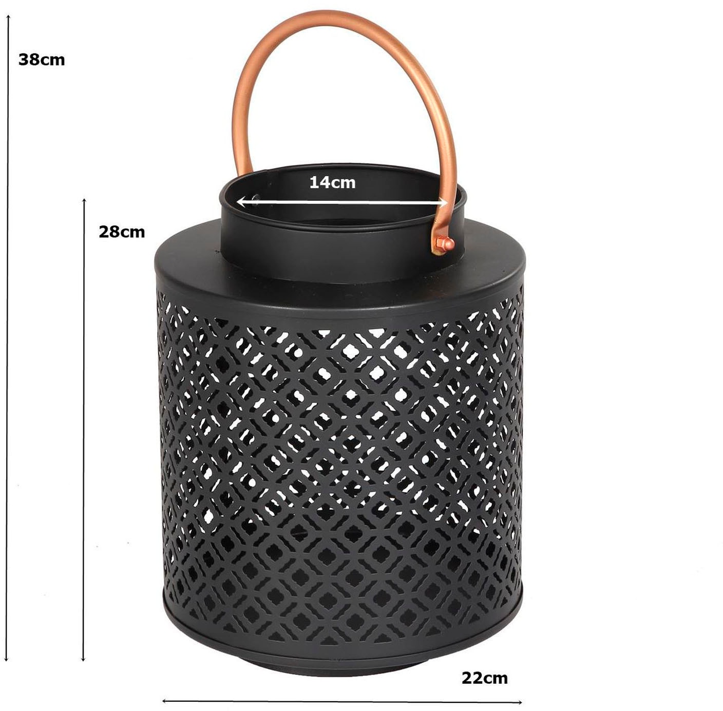 Ambiente Haus Kerzenlaterne »Kerzenhalter aus pulverbeschichtetem Metall« Laterne mit Griff - Höhe ca. 38 cm