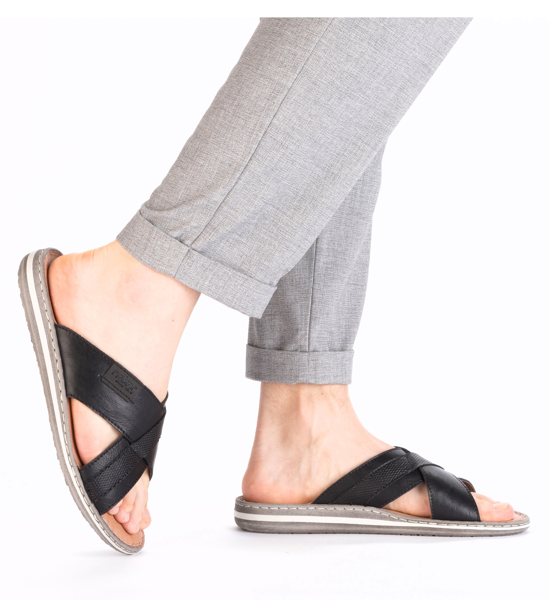 Rieker Pantolette, Sommerschuh, Strandschuh, Schlappen, Hausschuh mit Label