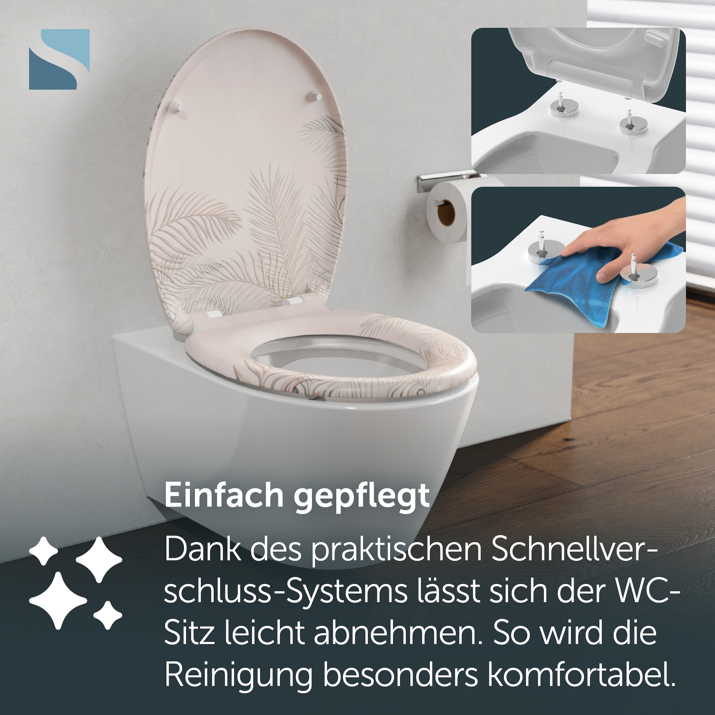 Schütte WC-Sitz »PALM LEAVES« Toilettendeckel, Absenkautomatik, Schnellverschluss, O-Form, bis 175kg