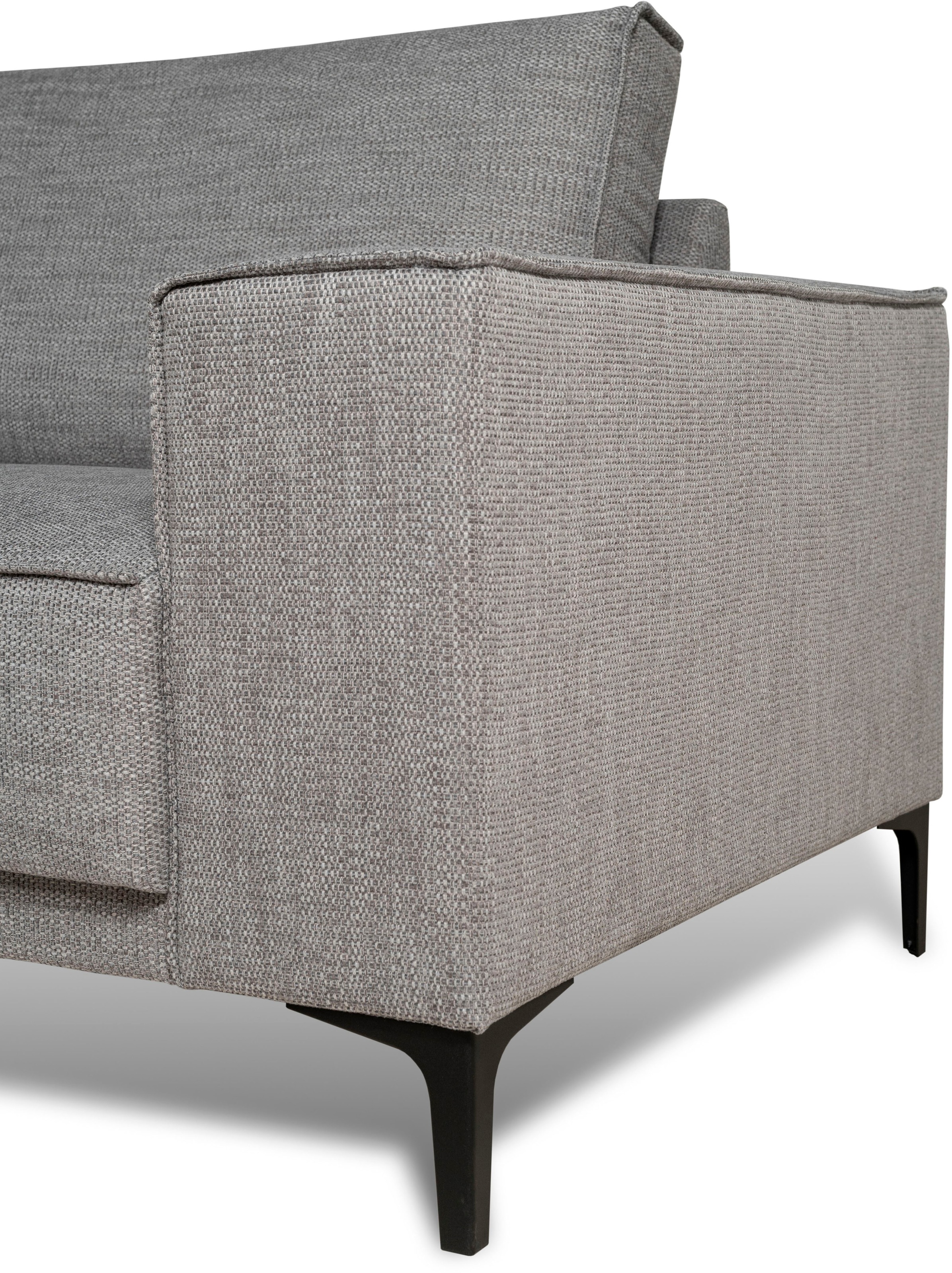 Places of Style Ecksofa »Polsterecke Oland, Struktur, Flachgewebe, Luxus-Microfaser, Boucle«, L-Form, 280 cm, Wellenunterfederung, Skandi-Design, Metallfüße