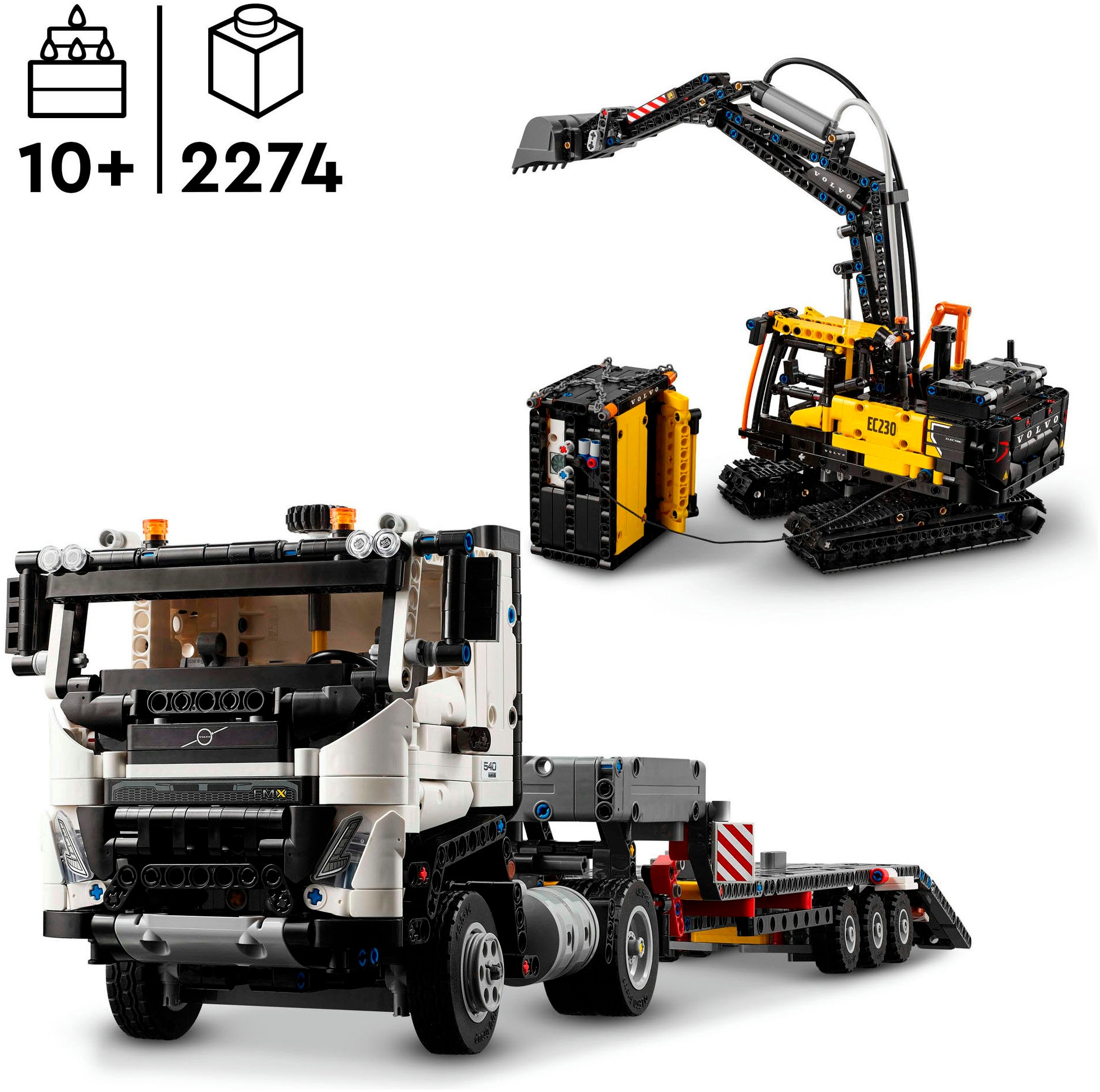 LEGO® Konstruktionsspielsteine »Volvo FMX LKW mit EC230 Electric Raupenbagger (42175), LEGO Technic«, (2274 St.), Made in Europe