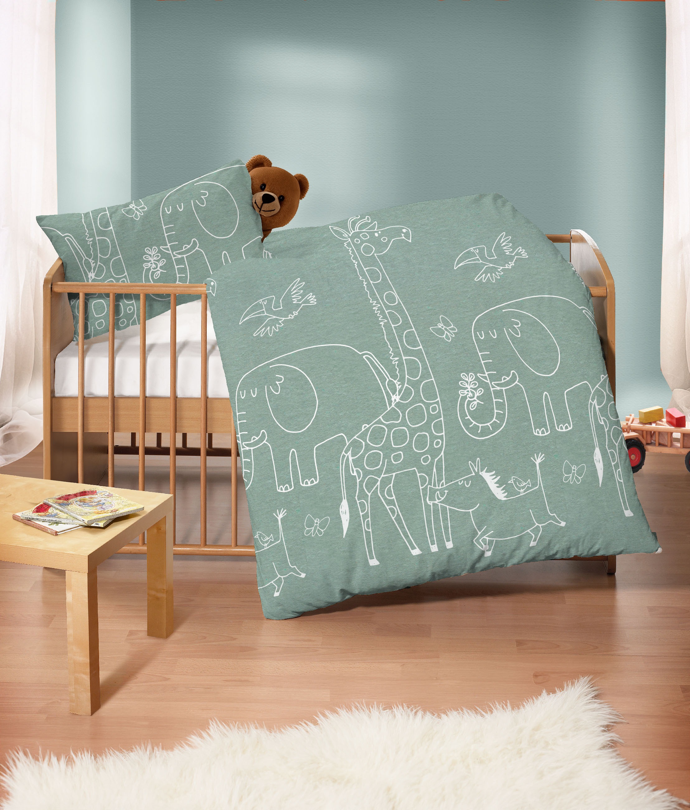 Biberna Kinderbettwäsche »0840520«, kuschelig warm, samtweich, Melange, 100% Baumwolle, made in Germany