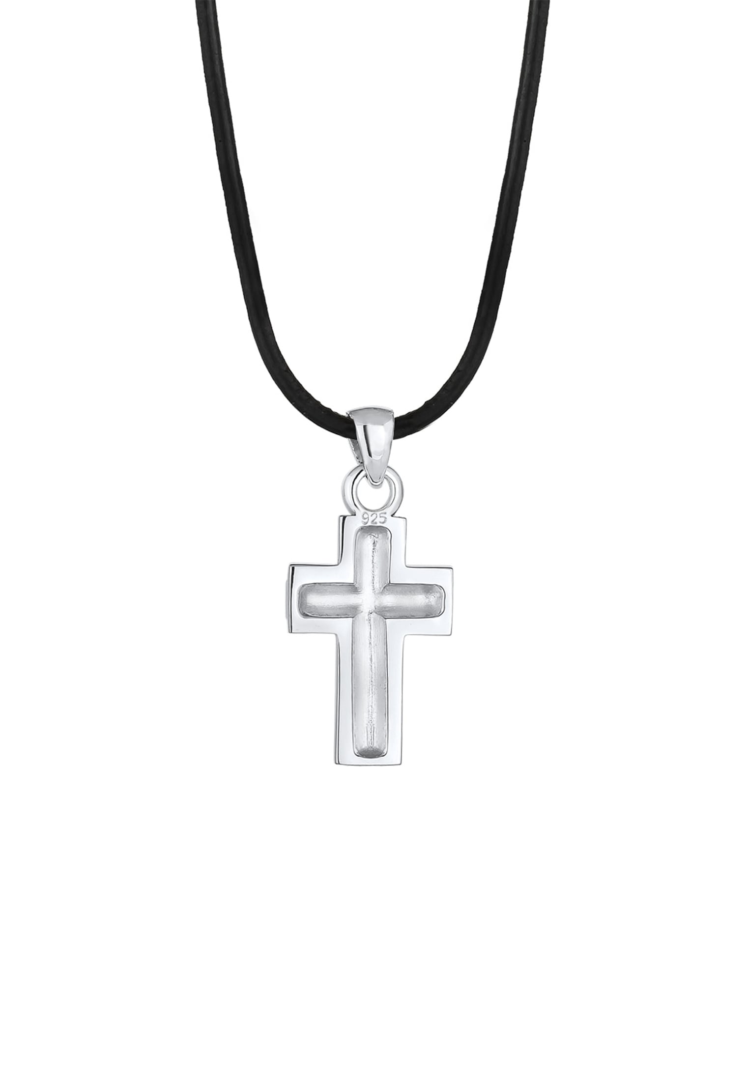 Kuzzoi Kette mit Anhänger »Lederkette Anhänger Kreuz 925 Sterling Silber«