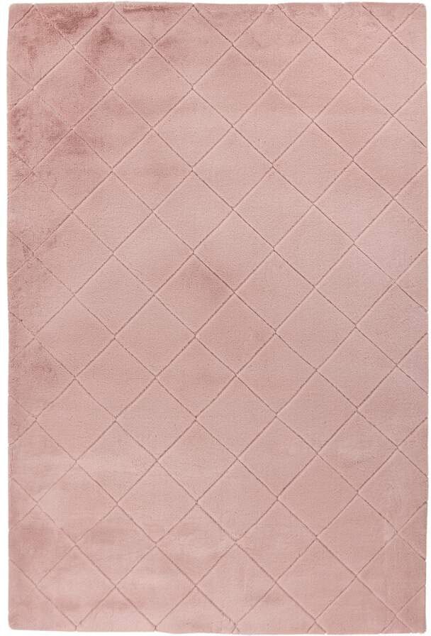 Carpet City Hochflor-Teppich »Moment«, rechteckig, 31 mm Höhe, besonders weich, Kaninchen Fell Haptik, 3D-Effekt, Rauten, Wohnzimmer