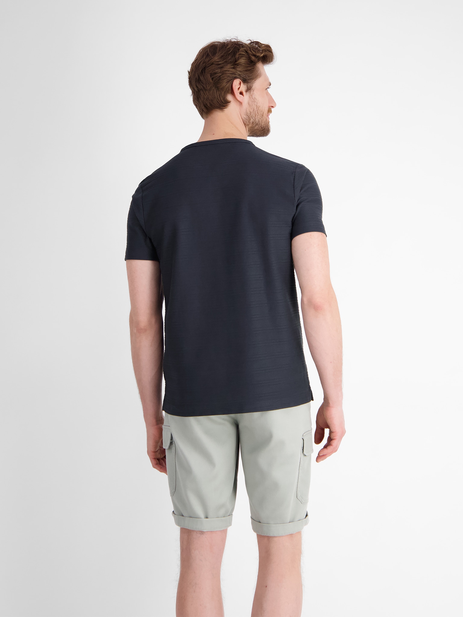LERROS Kurzarmshirt, mit Serafino-Kragen und Knopfleiste