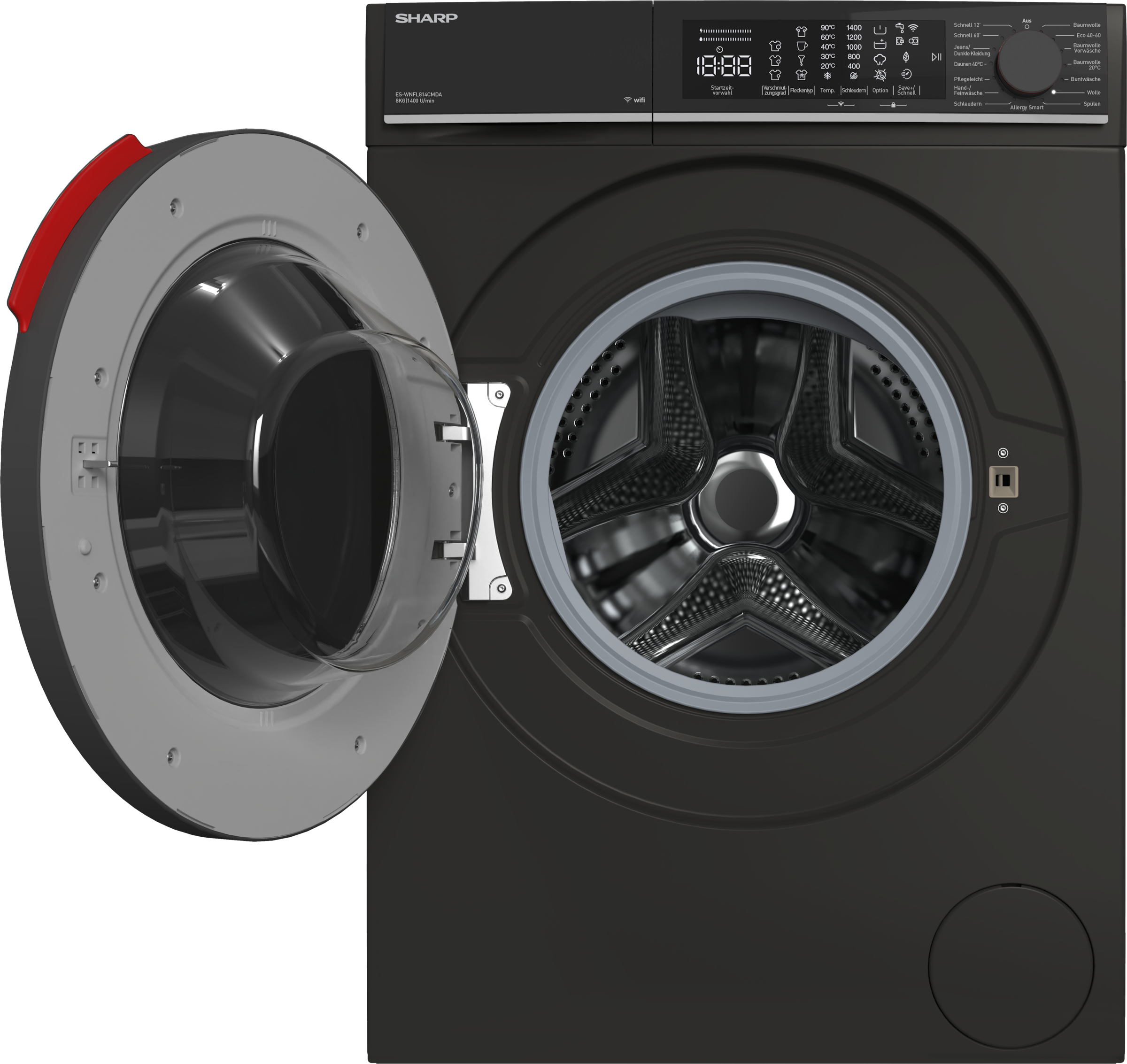 Sharp Waschmaschine »ES-WNFL814CMDA-DE«, 8 kg, 1400 U/min, WiFi
