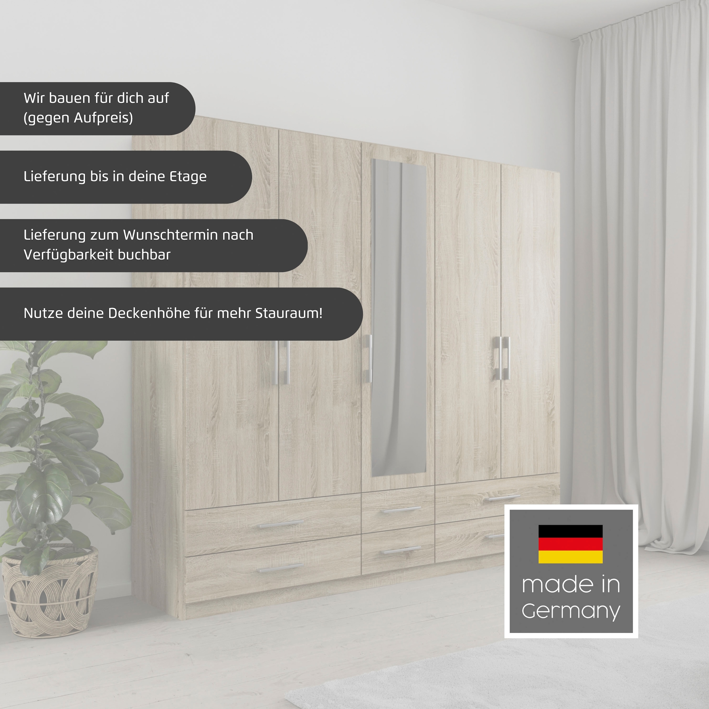 rauch Kleiderschrank »Schrank Garderobe Wäscheschrank HERSBRUCK in 2 Breiten« Breiten: 226 oder 271 cm, Höhe 210 cm, 