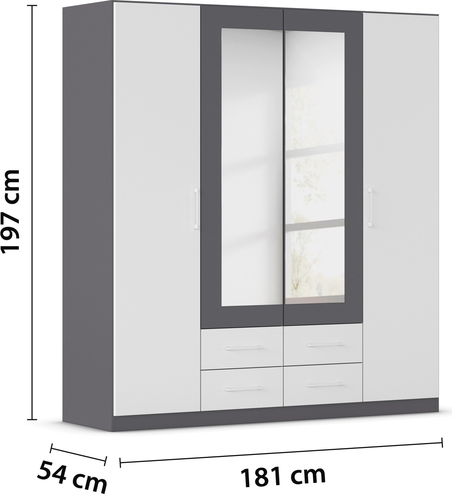 rauch Drehtürenschrank »Kleiderschrank Schrank Garderobe KREFELD optional mit Spiegel«, mit 3 Griff-Varianten, inkl. praktischen Schubladen MADE IN GERMANY