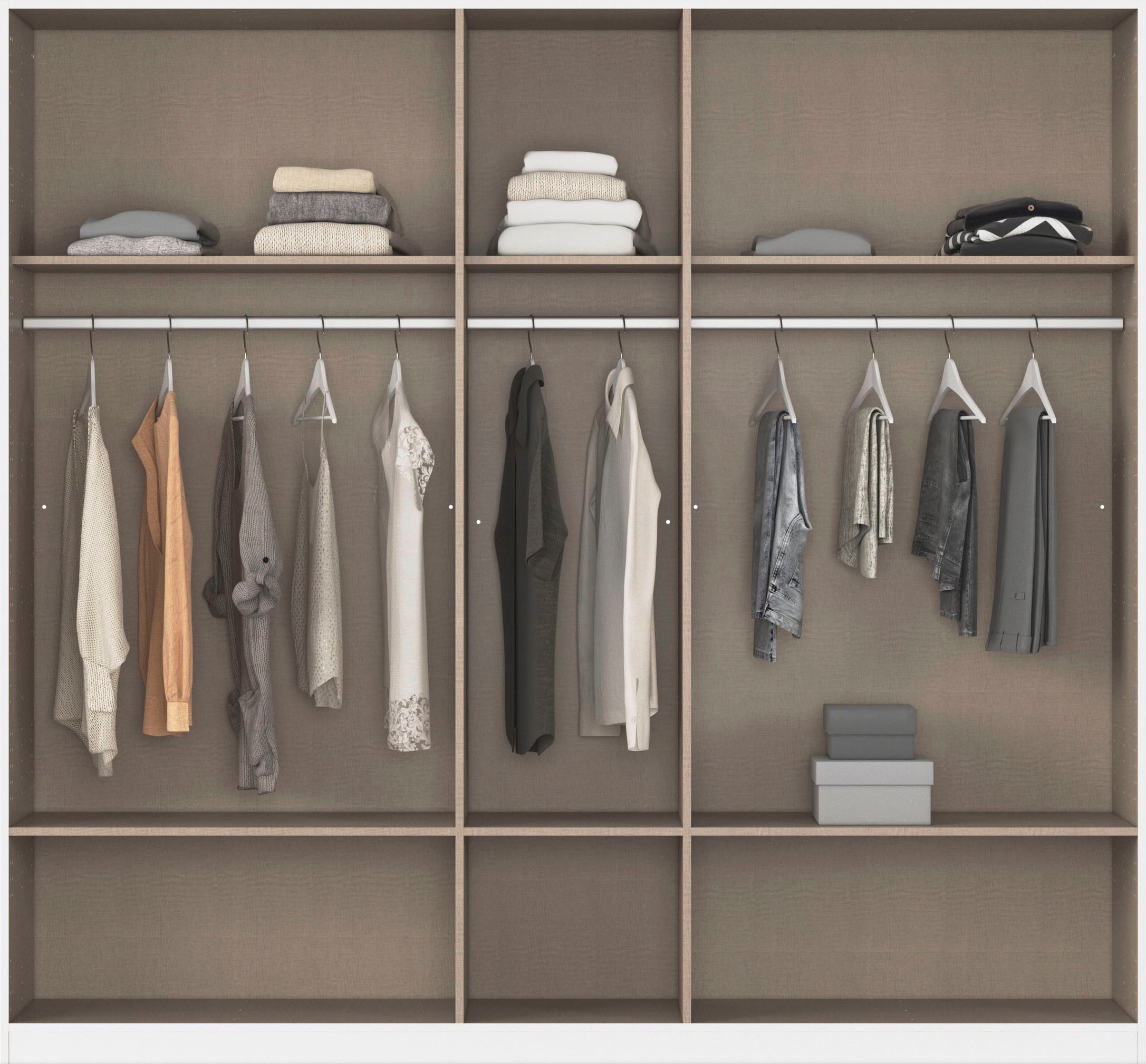 rauch Kleiderschrank »Schrank Garderobenschrank Mehrzweckschrank Schlafzimmer HERSBRUCK« 3 verschiedene Ausstattungen BASIC/CLASSIC/PREMIUM (inkl. SOFT-CLOSE),  mit großzügigen Schubladen sowie Spiegeltüren MADE IN GERMANY