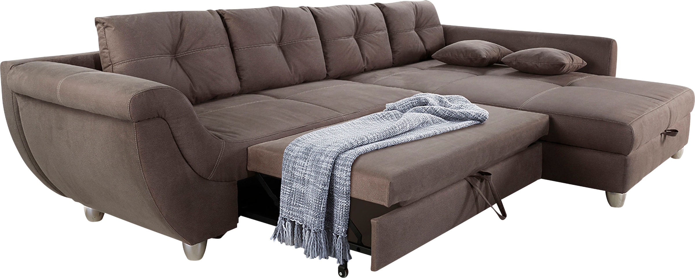 Jockenhöfer Gruppe Ecksofa »Maranello L-Form«, mit großem Stauraum, Gästebett- und Relaxfunktion, Nosagfederung