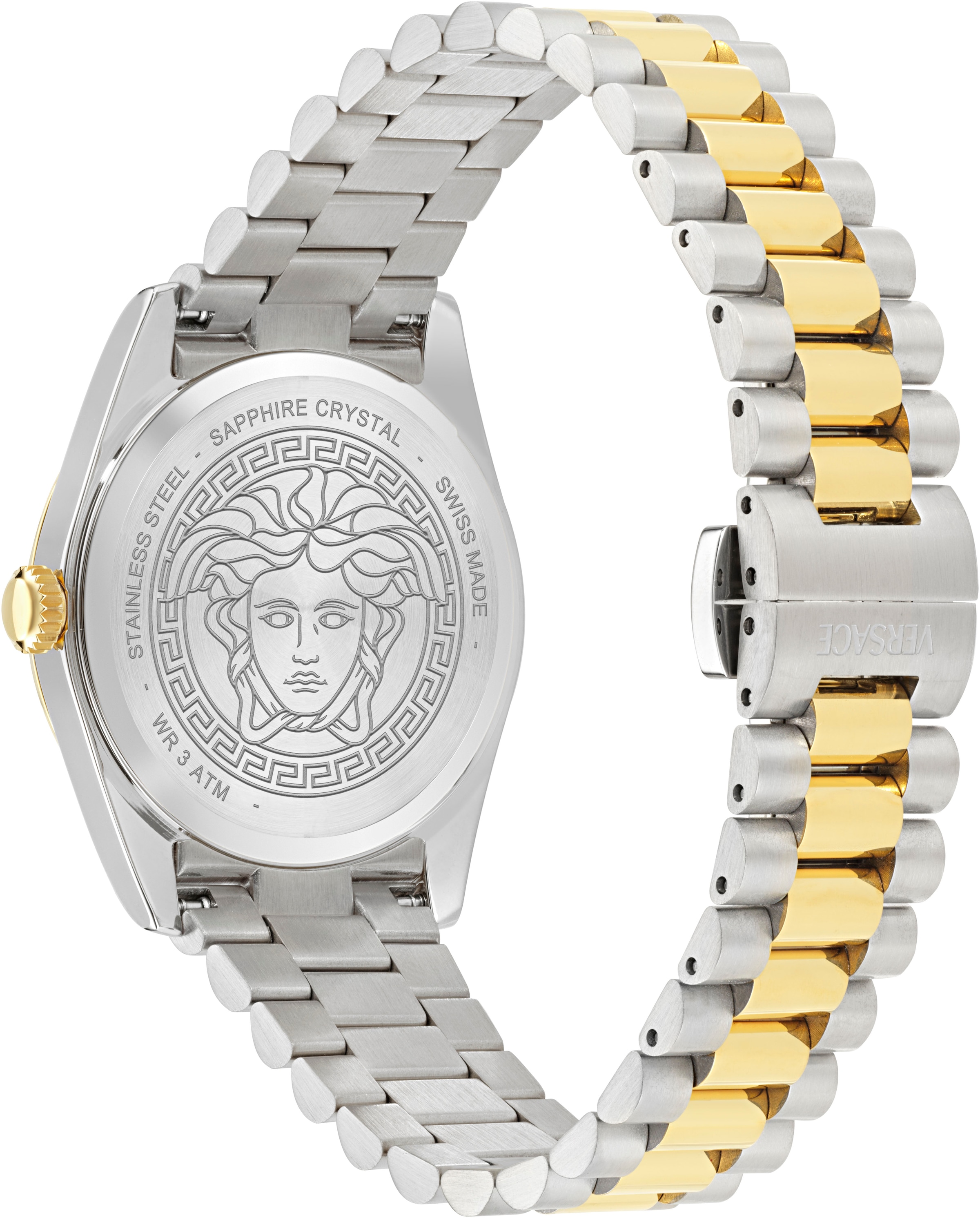 Versace Quarzuhr »MILLENYIUM LADY« Armbanduhr, Damenuhr, Swiss Made, Edelstahlarmband, analog