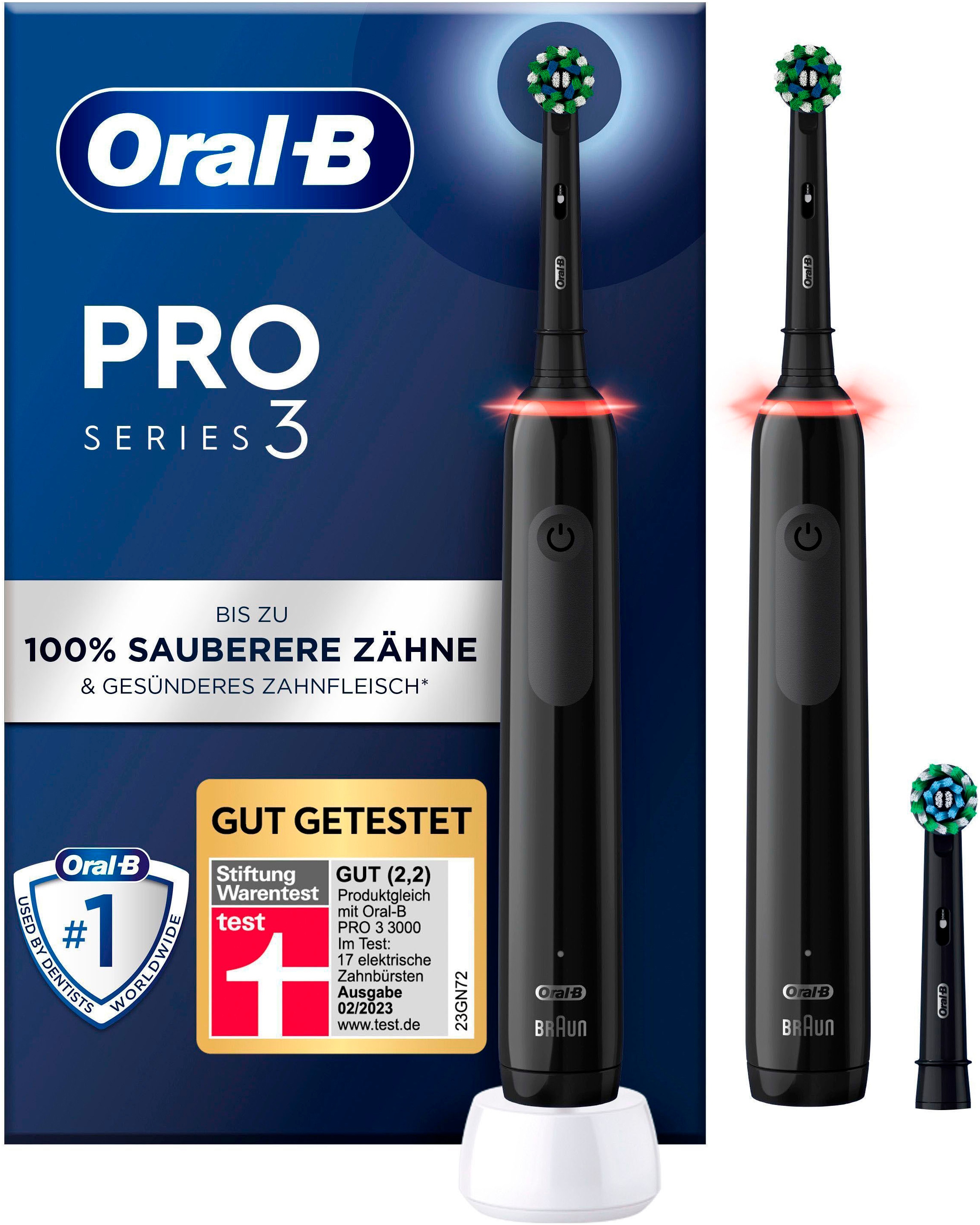 Oral-B Elektrische Zahnbürste »Pro 3 3900«, 3 St. Aufsteckbürsten, Doppelpack 3 Putzmodi