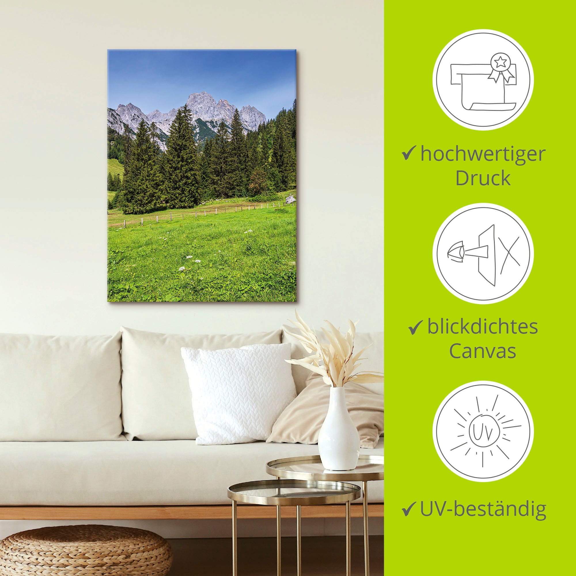 Artland Wandbild »Landschaft Berchtesgadener Land Bayern«, Berge & Alpenbilder, (1 St.), als Alubild, Leinwandbild, Wandaufkleber oder Poster in versch. Größen