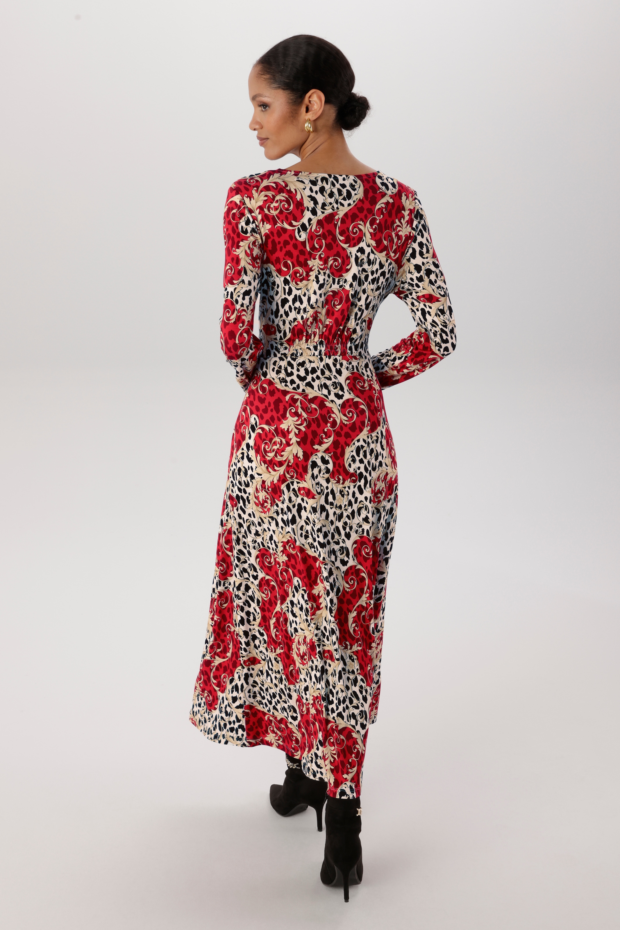 Aniston SELECTED Midikleid mit Smok-Details und fantasievollem Leo-Print - NEUE KOLLEKTION