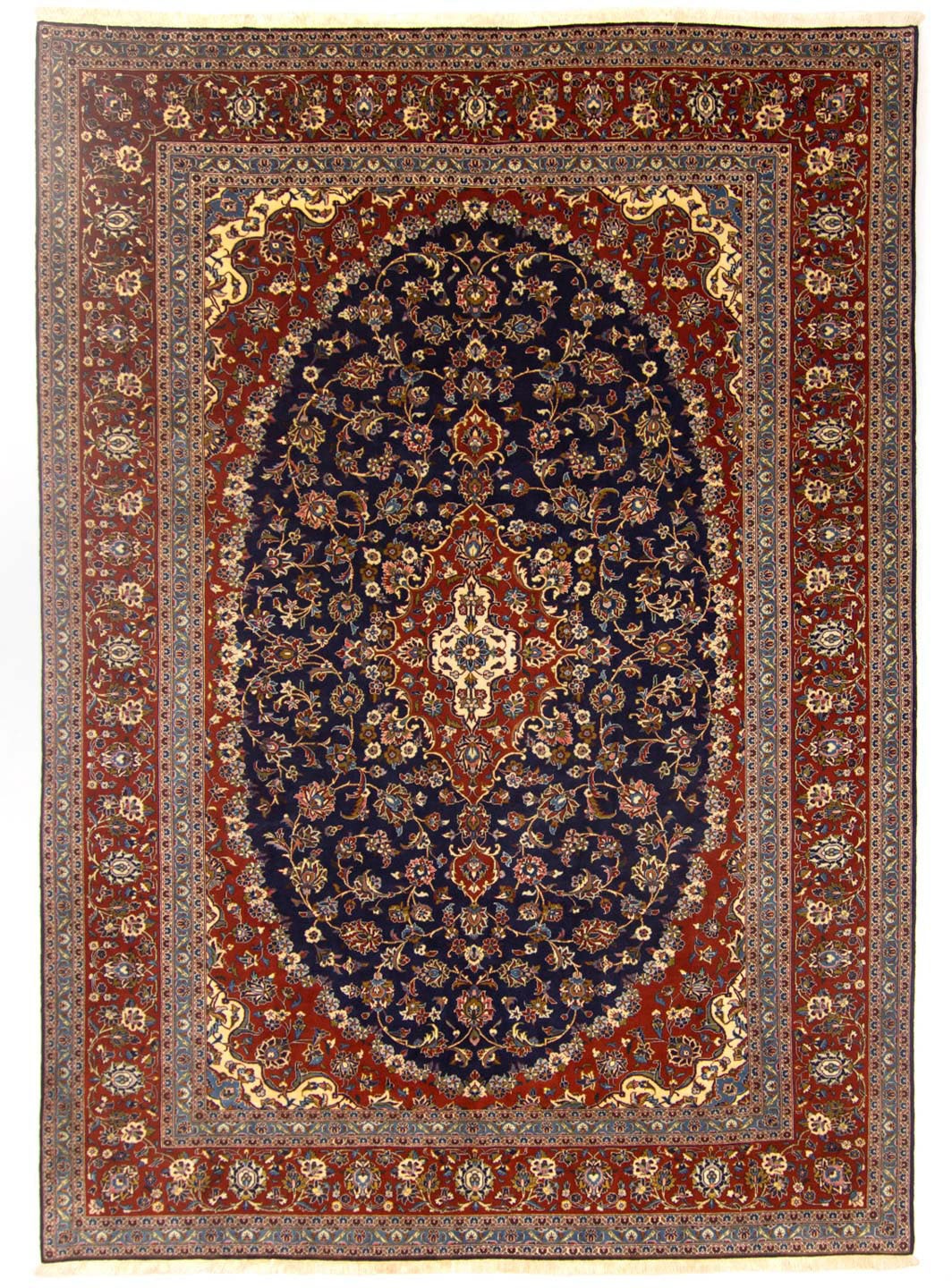 morgenland Wollteppich »Keshan Medaillon Blu scuro 350 x 255 cm«, rechtecki günstig online kaufen