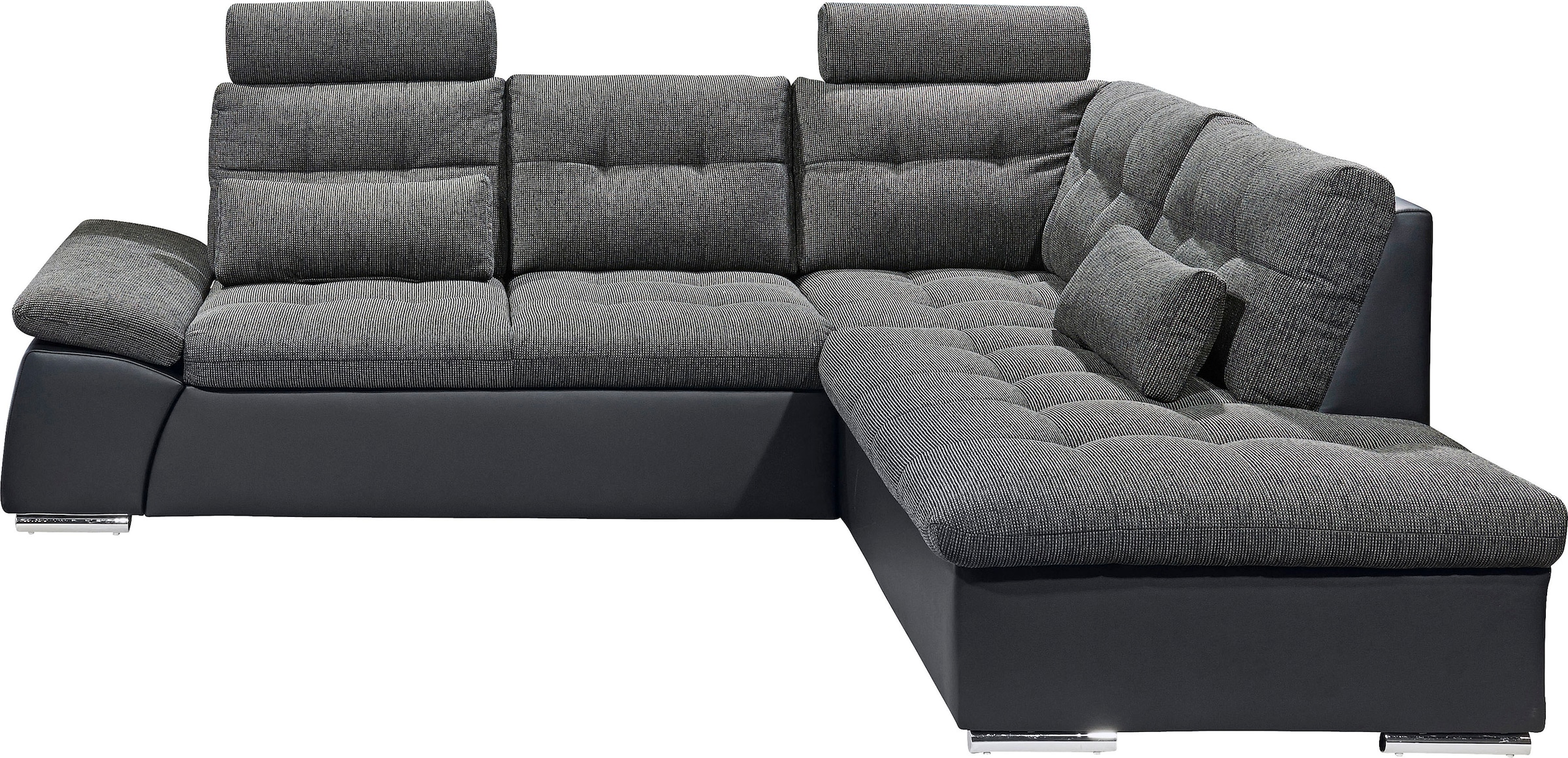 ED EXCITING DESIGN Ecksofa »Jakarta L-Form«, mit Bettfunktion, Armteilverstellung, Kopfstützen & 2 Nierenkissen