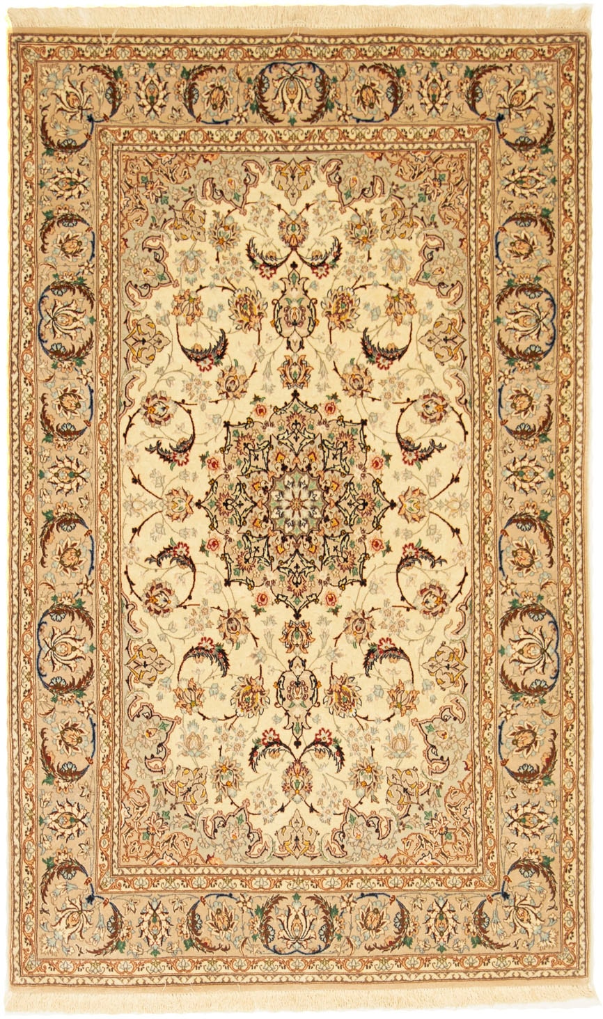 morgenland Teppich »Isfahan Teppich handgeknüpft beige«, rechteckig, 7 mm H günstig online kaufen