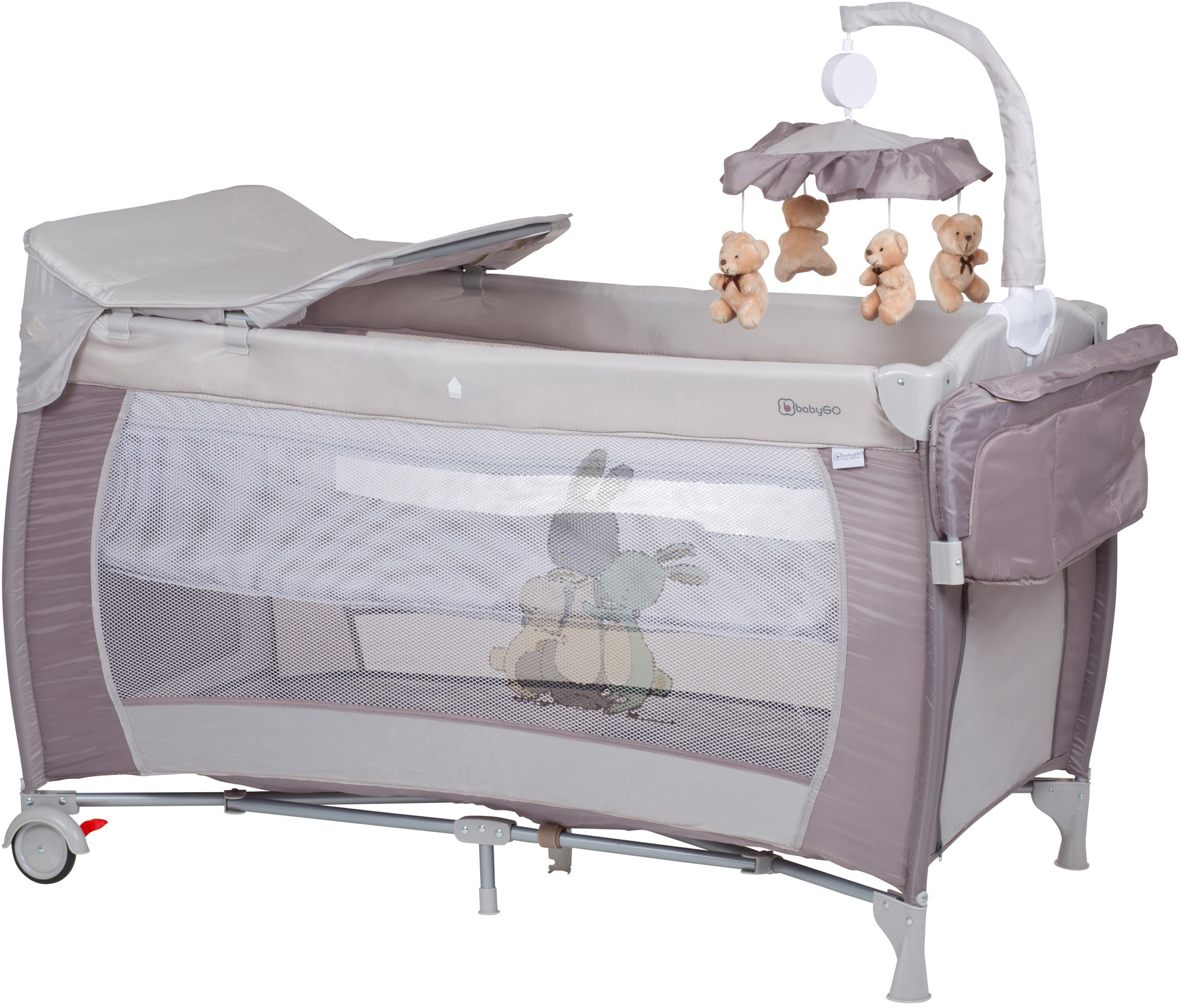 BabyGo Baby-Reisebett »Sleeper Deluxe, beige«, mit Musik-Mobile