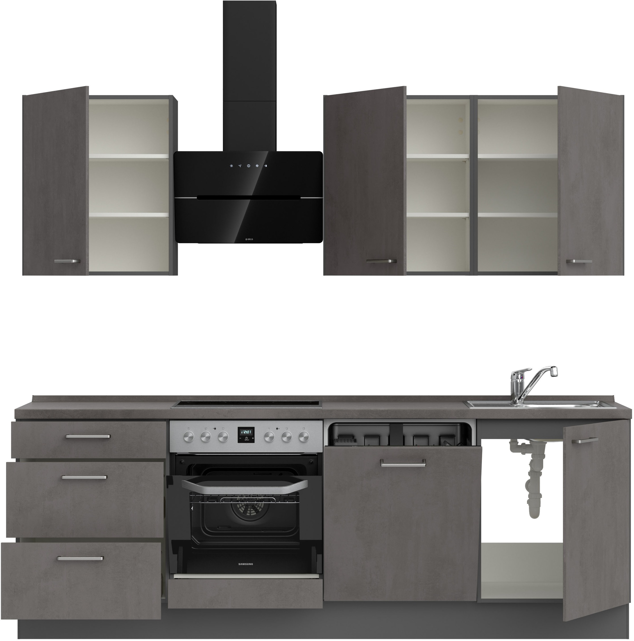 nobilia® Küchenzeile »"Riva II"«, vormontiert, Ausrichtung wählbar, Breite 240 cm, wahlw. mit E-Geräten