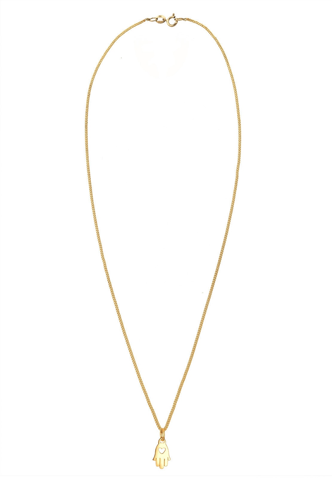 Elli Premium Kette mit Anhänger »Hand der Fatima Herz Symbol Talisman 585 Gelbgold«