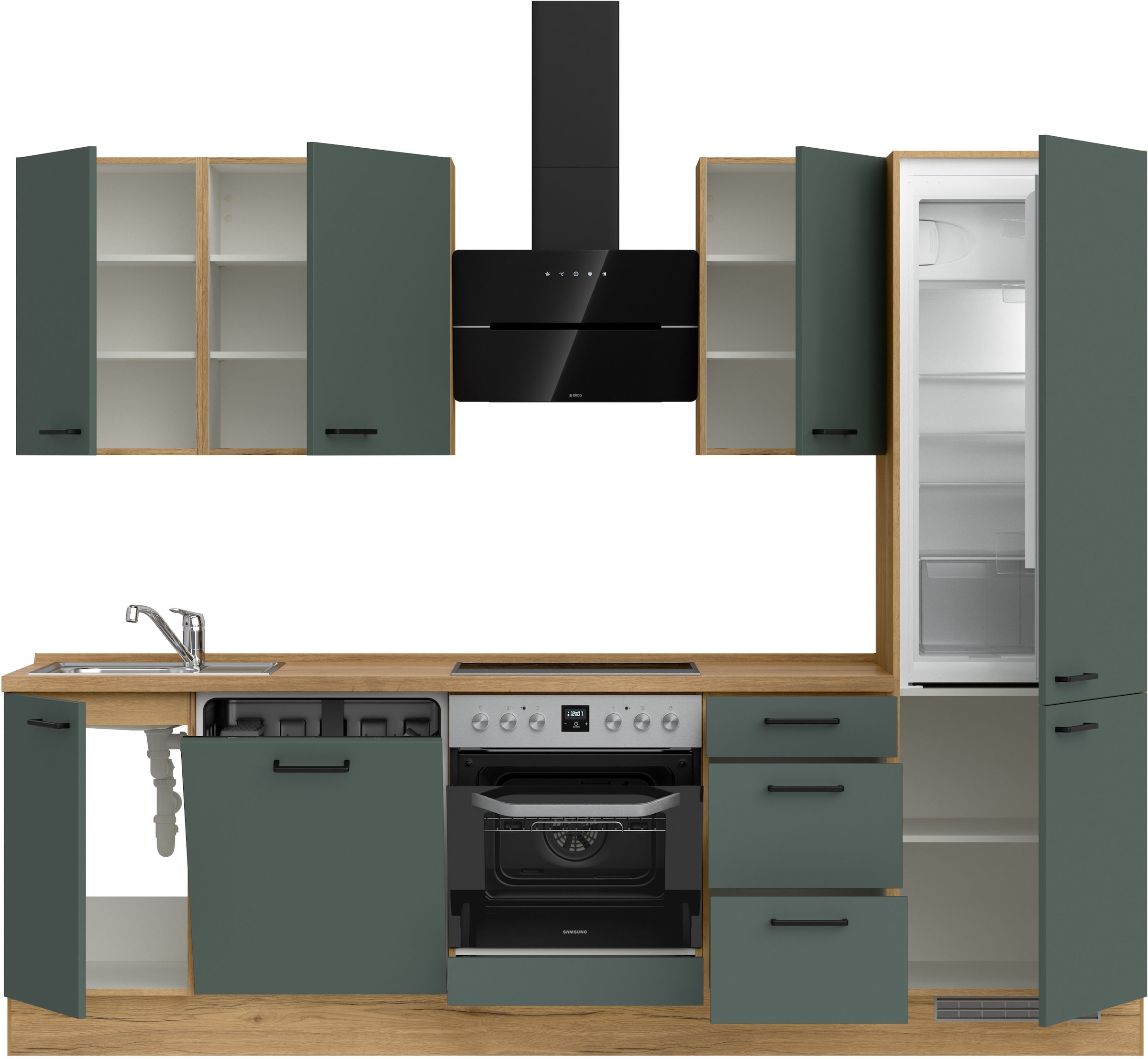 nobilia® Küchenzeile »"Easytouch II"« vormontiert, Ausrichtung wählbar, Breite 270 cm, wahlw. mit E-Geräten